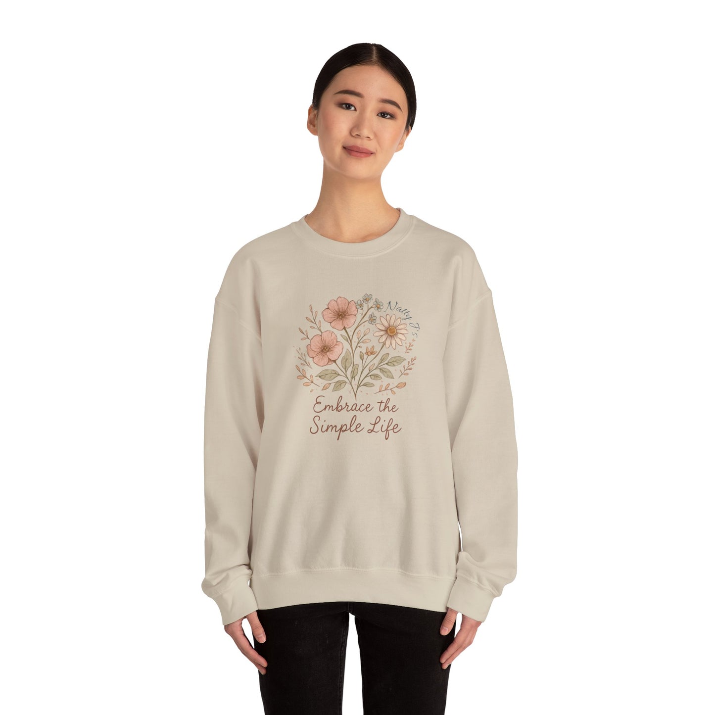 Embrace the Simple Life Sweatshirt – Floral Cottagecore Crewneck Pullover | Natty J’s Cozy Boutique Apparel