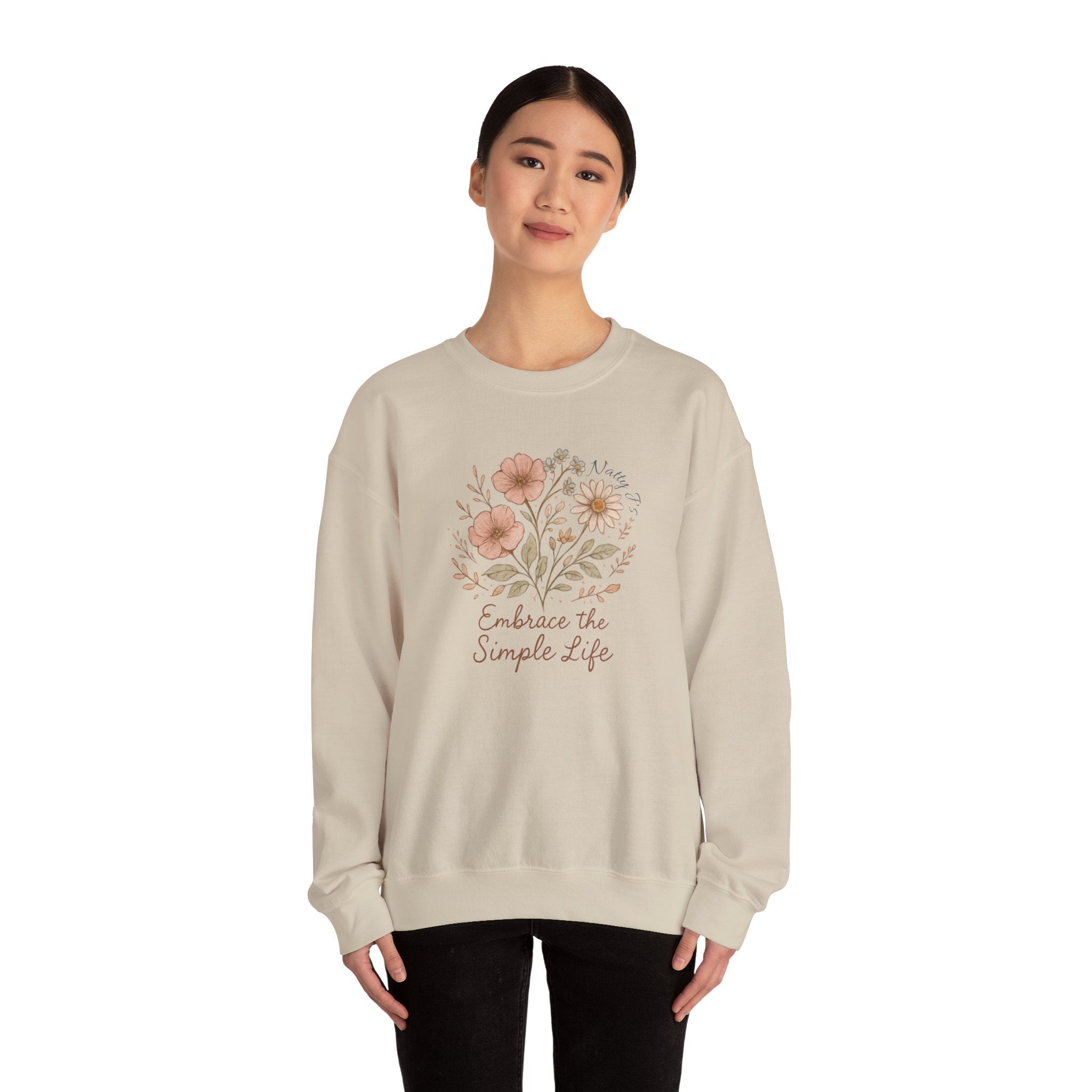 Embrace the Simple Life Sweatshirt – Floral Cottagecore Crewneck Pullover | Natty J’s Cozy Boutique Apparel