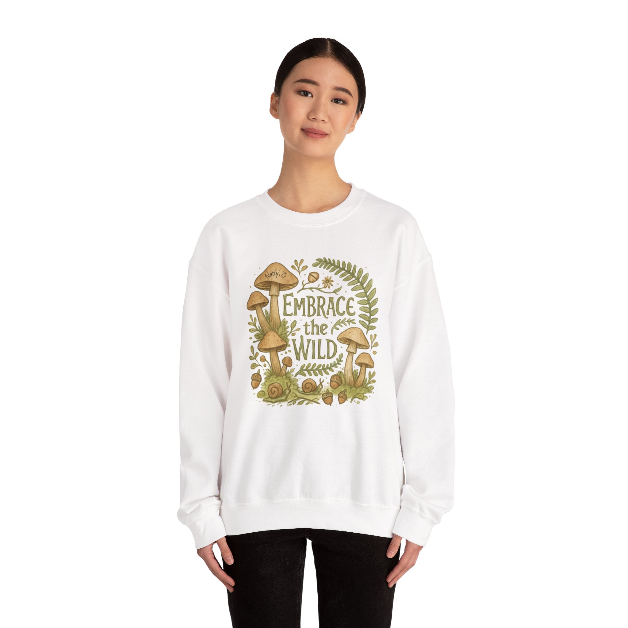 Embrace the Wild Whimsical Mushrooms Nature Style Unisex Heavy Blend™ Crewneck Sweatshirt