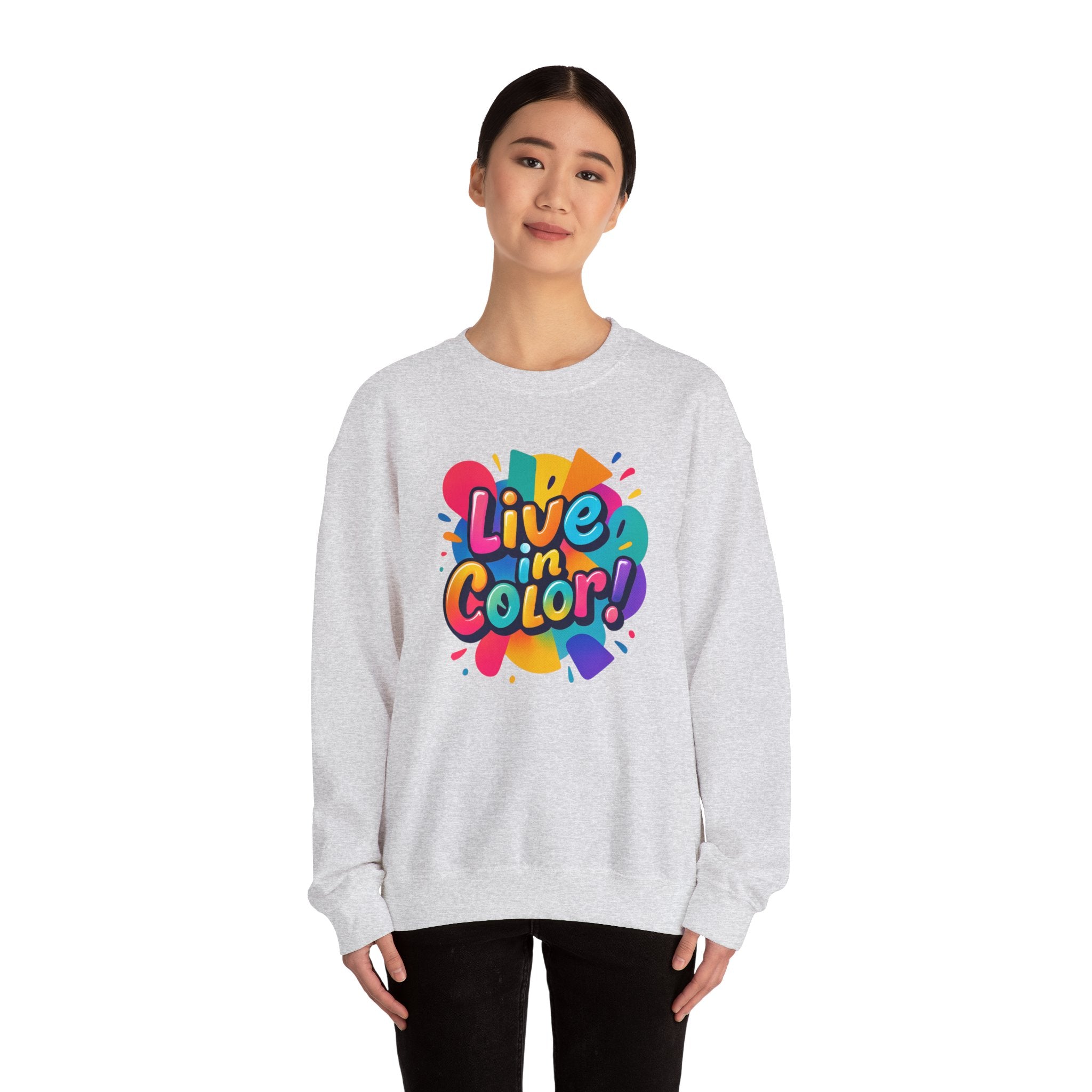 Live in Color, Vibrant, Colorful, Party, Celebration, Unisex Heavy Blend™ Crewneck Sweatshirt
