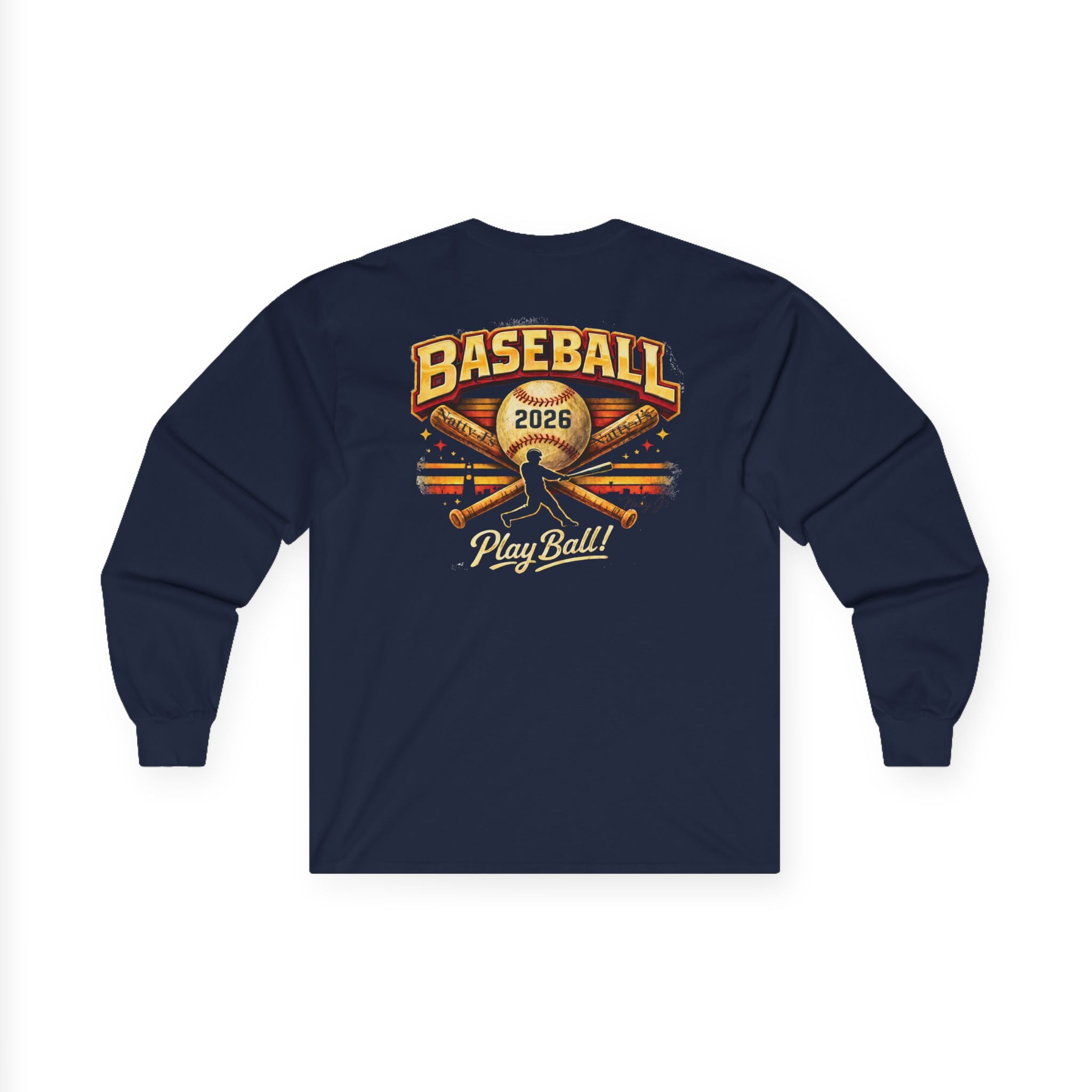 Baseball 2026 Long Sleeve Shirt – Vintage Baseball Graphic Long Sleeve Tee | Natty J’s Apparel