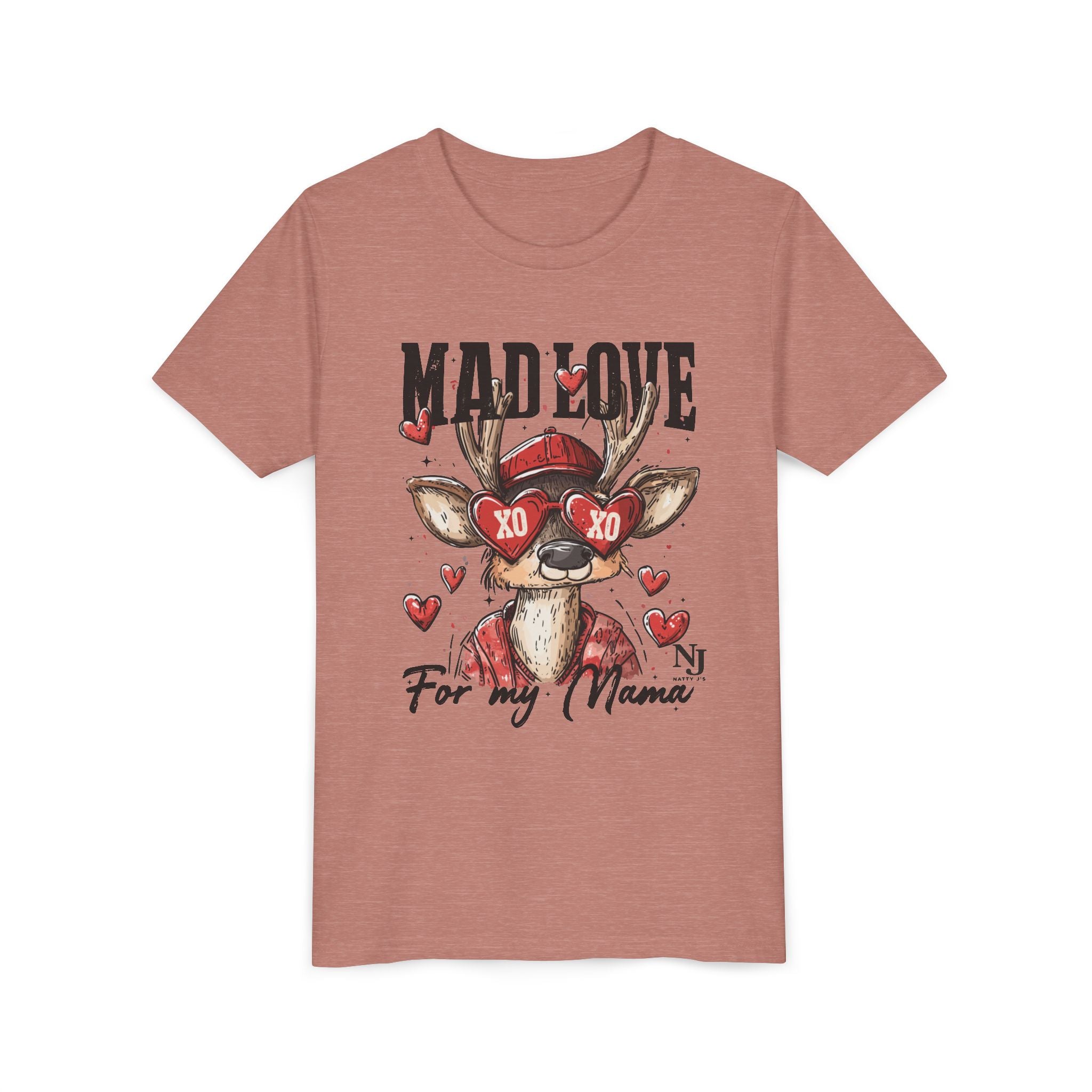 “Mad Love for My Mama” Kids Valentine Shirt – Cute Deer Heart Graphic Toddler & Youth Tee