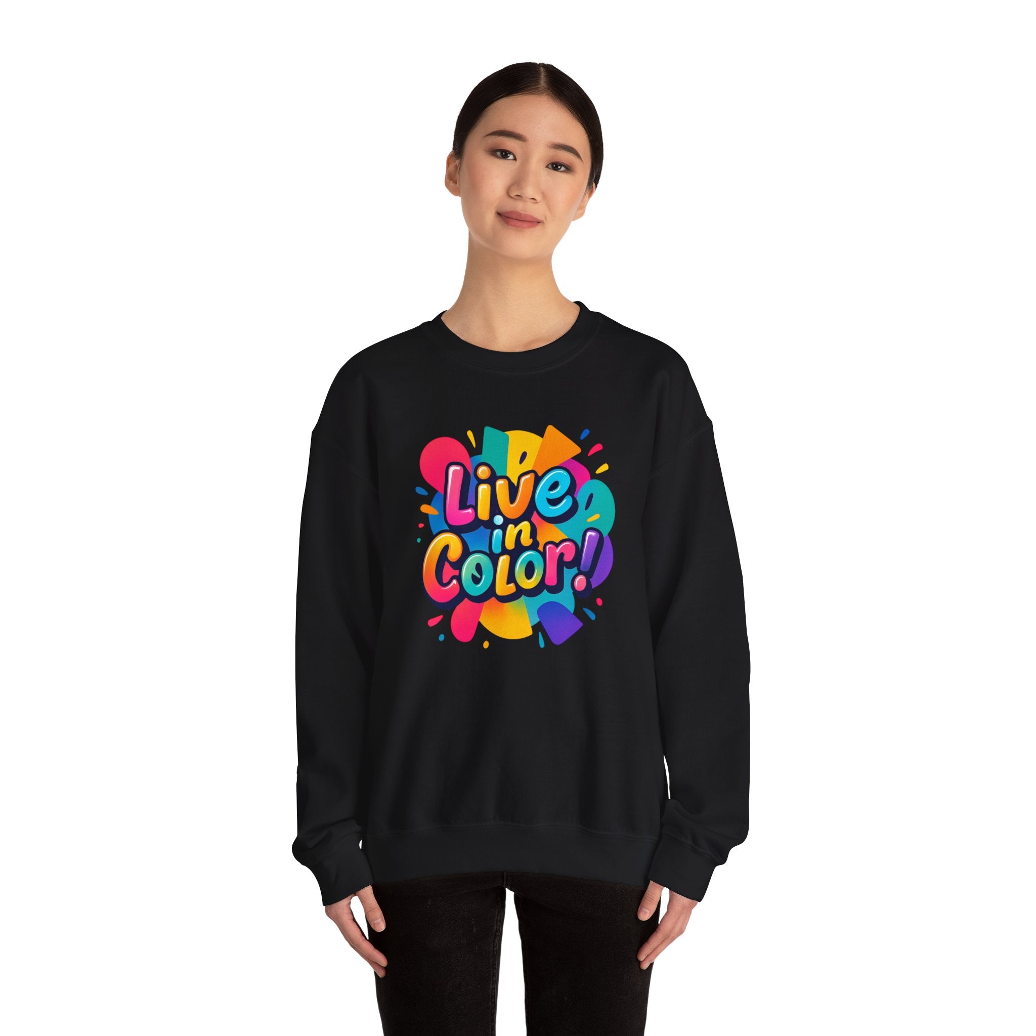 Live in Color, Vibrant, Colorful, Party, Celebration, Unisex Heavy Blend™ Crewneck Sweatshirt