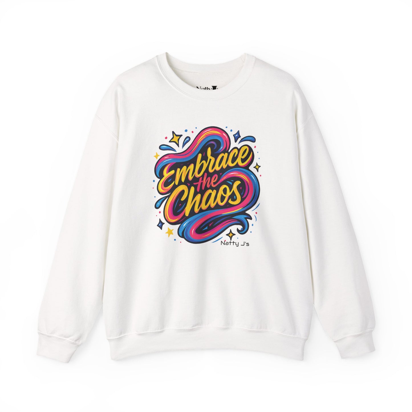 " Embrace the Chaos" Vibrant, Bright, Colorful, Soft Cotton Blend Unisex Heavy Blend™ Crewneck Sweatshirt