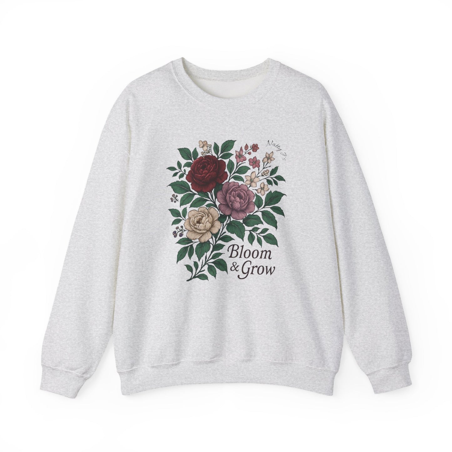 Bloom & Grow Sweatshirt – Floral Botanical Crewneck Pullover | Natty J’s Cozy Boutique Apparel