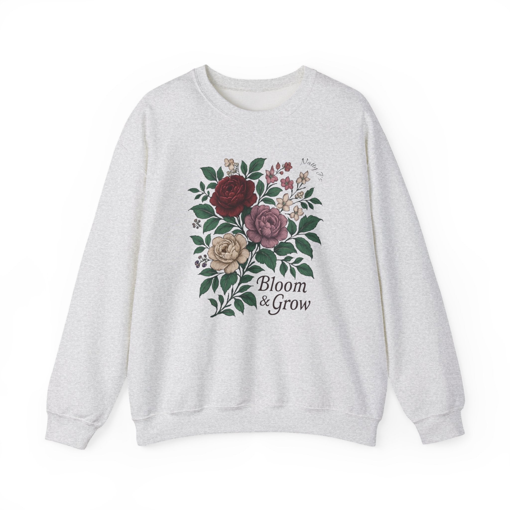 Bloom & Grow Sweatshirt – Floral Botanical Crewneck Pullover | Natty J’s Cozy Boutique Apparel