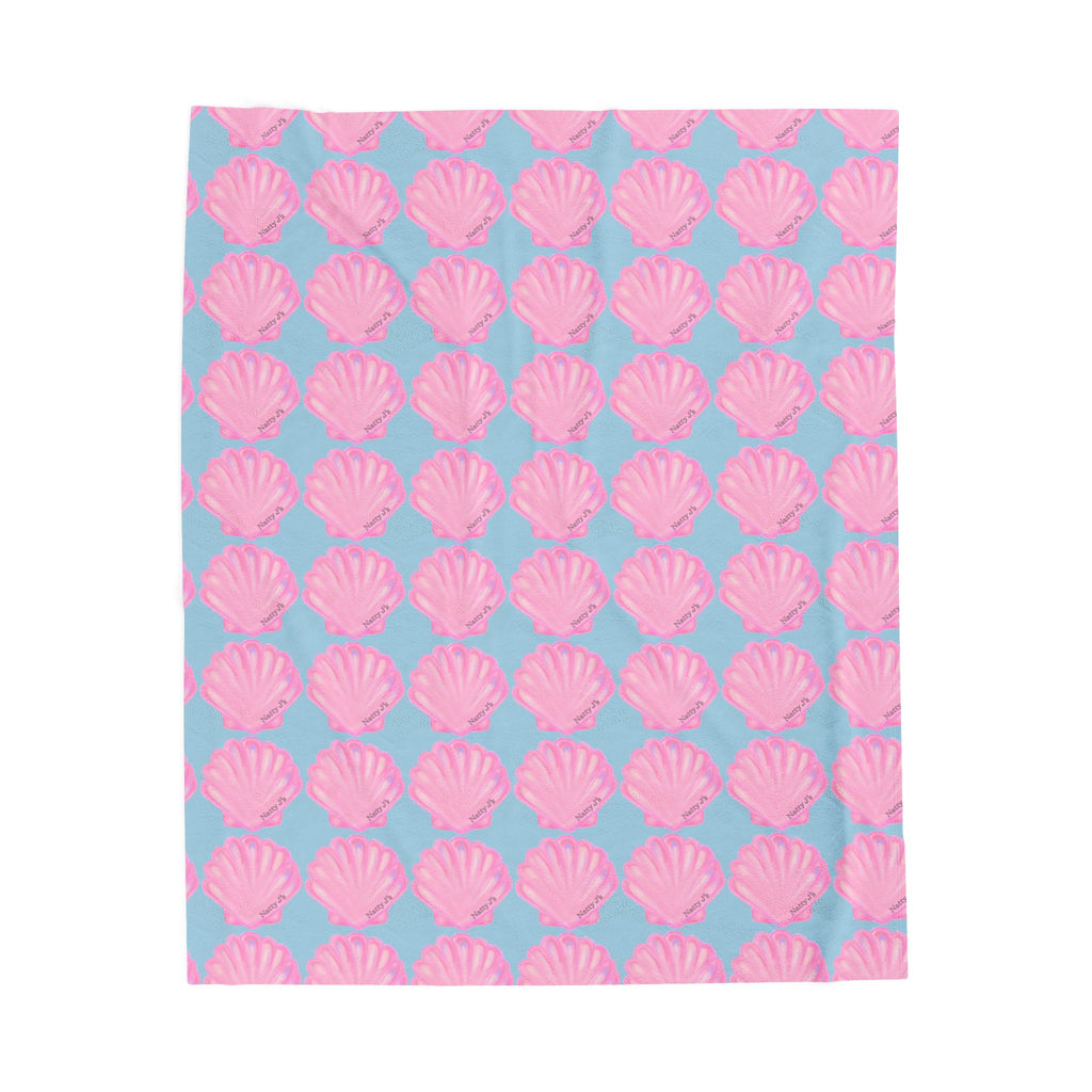 Pink Shell Costal Plush Blanket