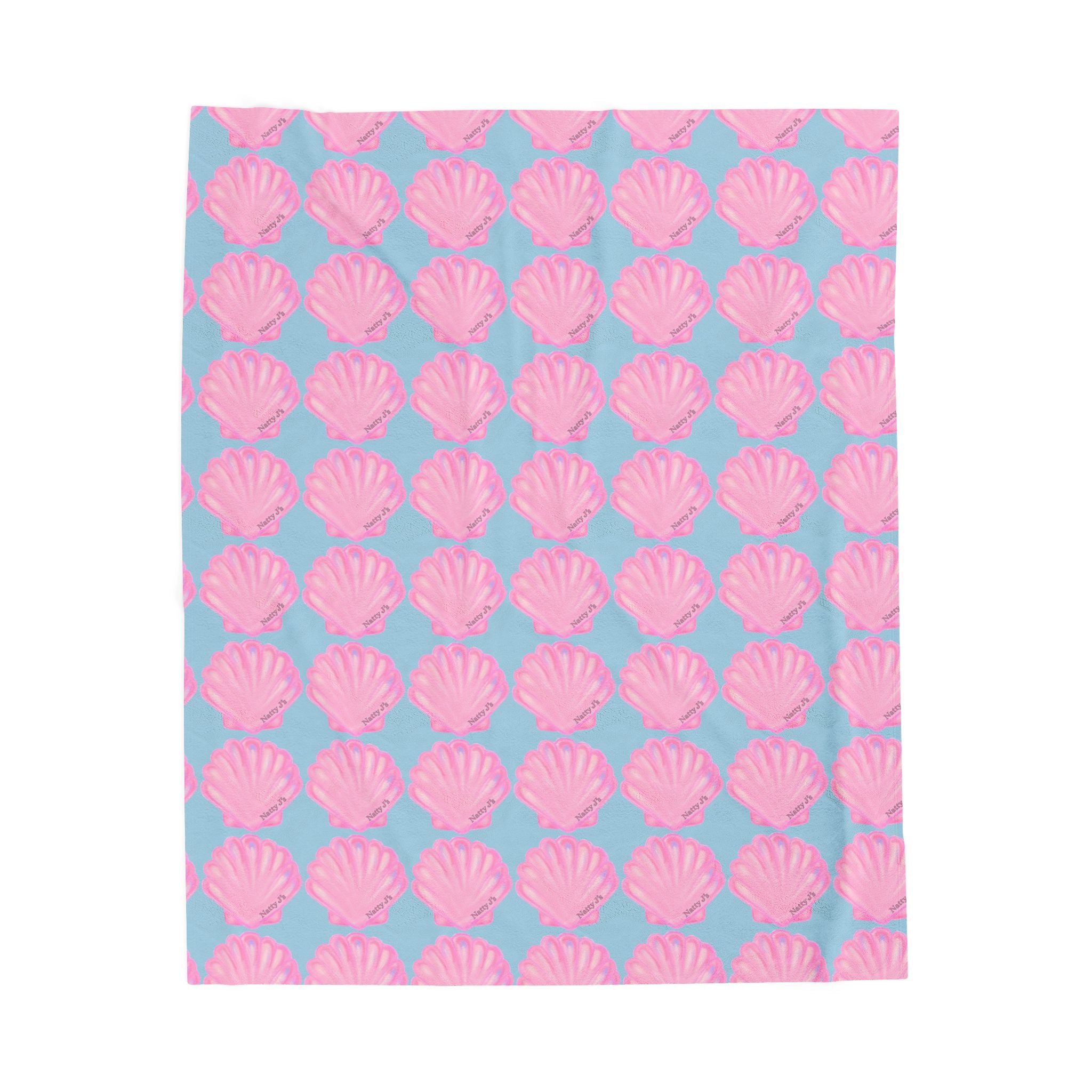 Pink Shell Costal Plush Blanket