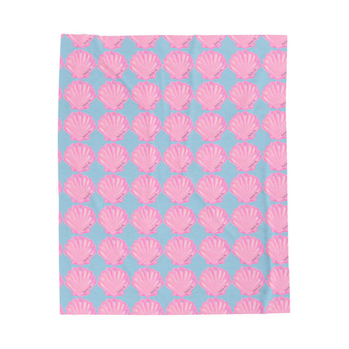 Pink Shell Costal Plush Blanket