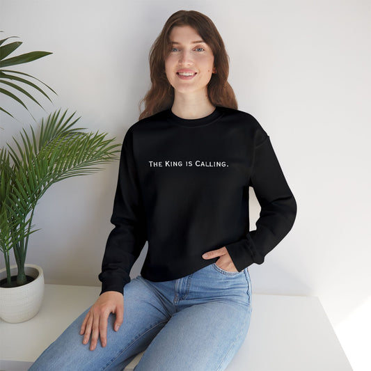 Embroidered Motivational Crewneck Sweatshirt - "The King is Calling"