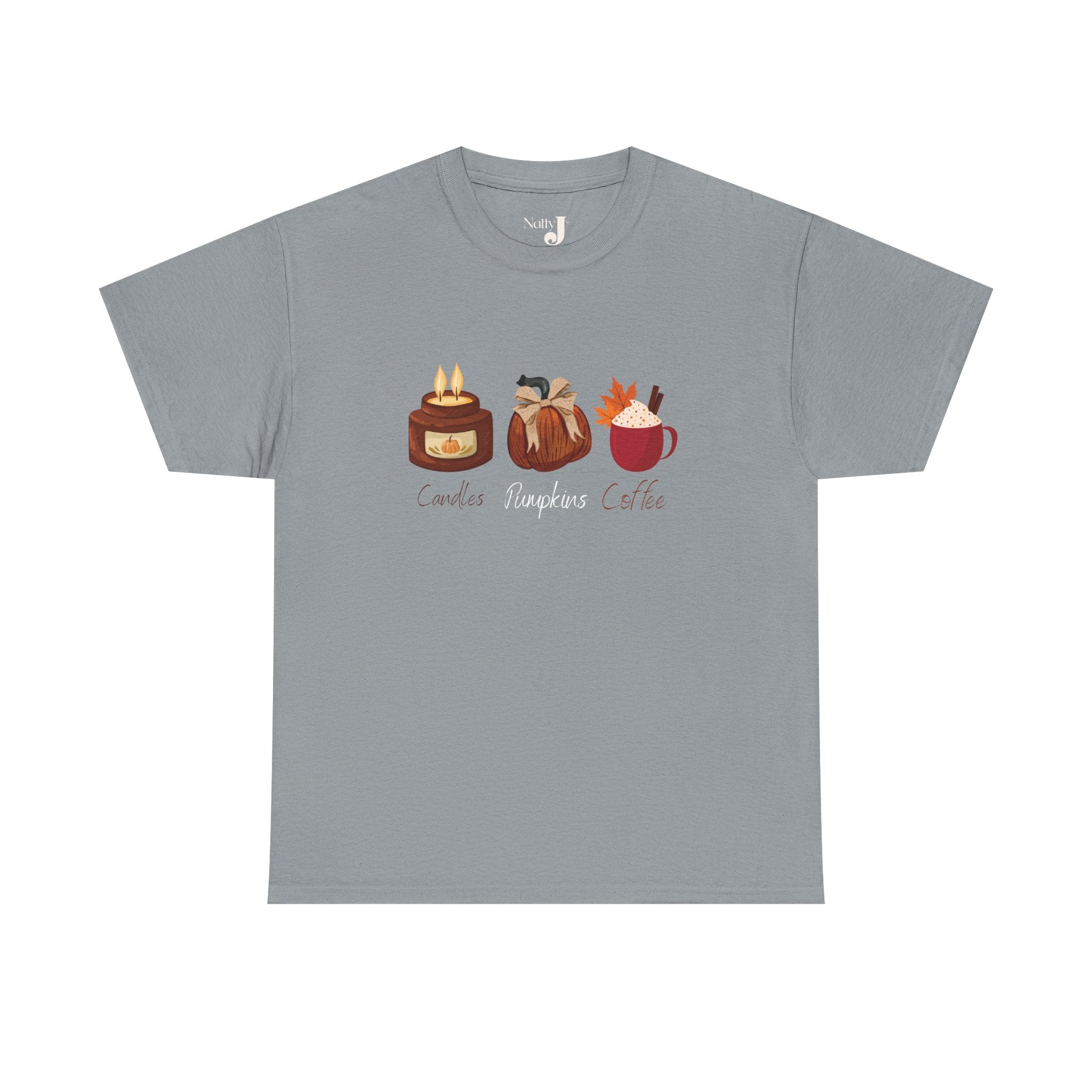 Candles Pumpkins Coffee Tee