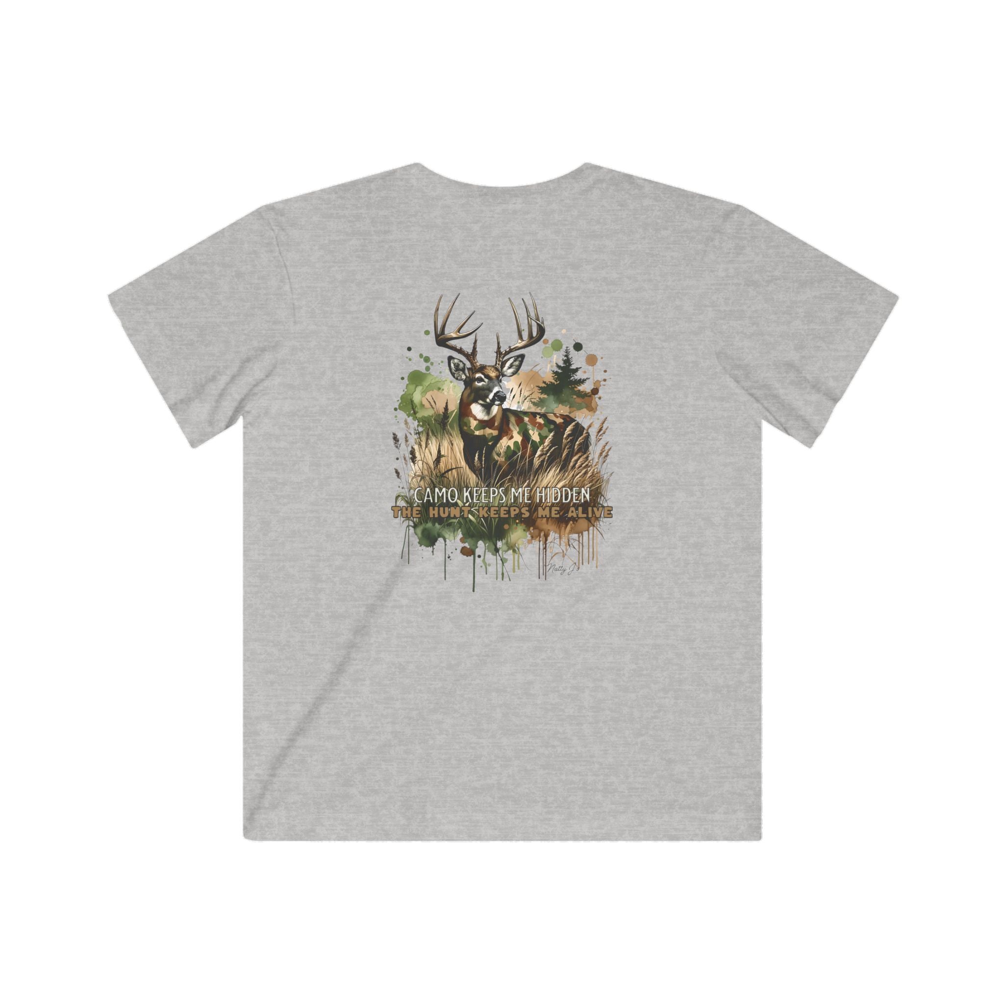 Youth Camo Keeps Me Hidden Long Sleeve Shirt – Deer Hunting Graphic Long Sleeve Tee | Natty J’s