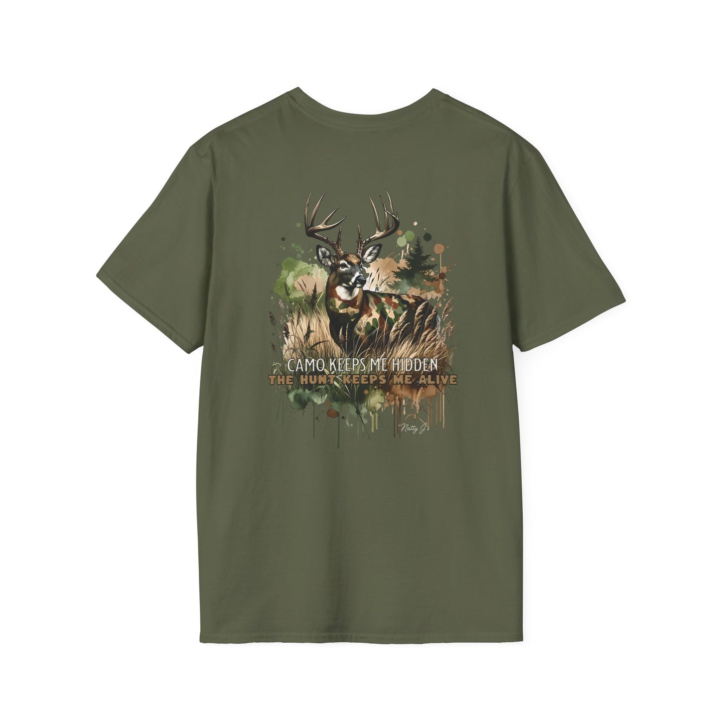 Camo Keeps Me Hidden Hunting T-Shirt – Deer Graphic Outdoor Tee | Natty J’s Men’s Apparel