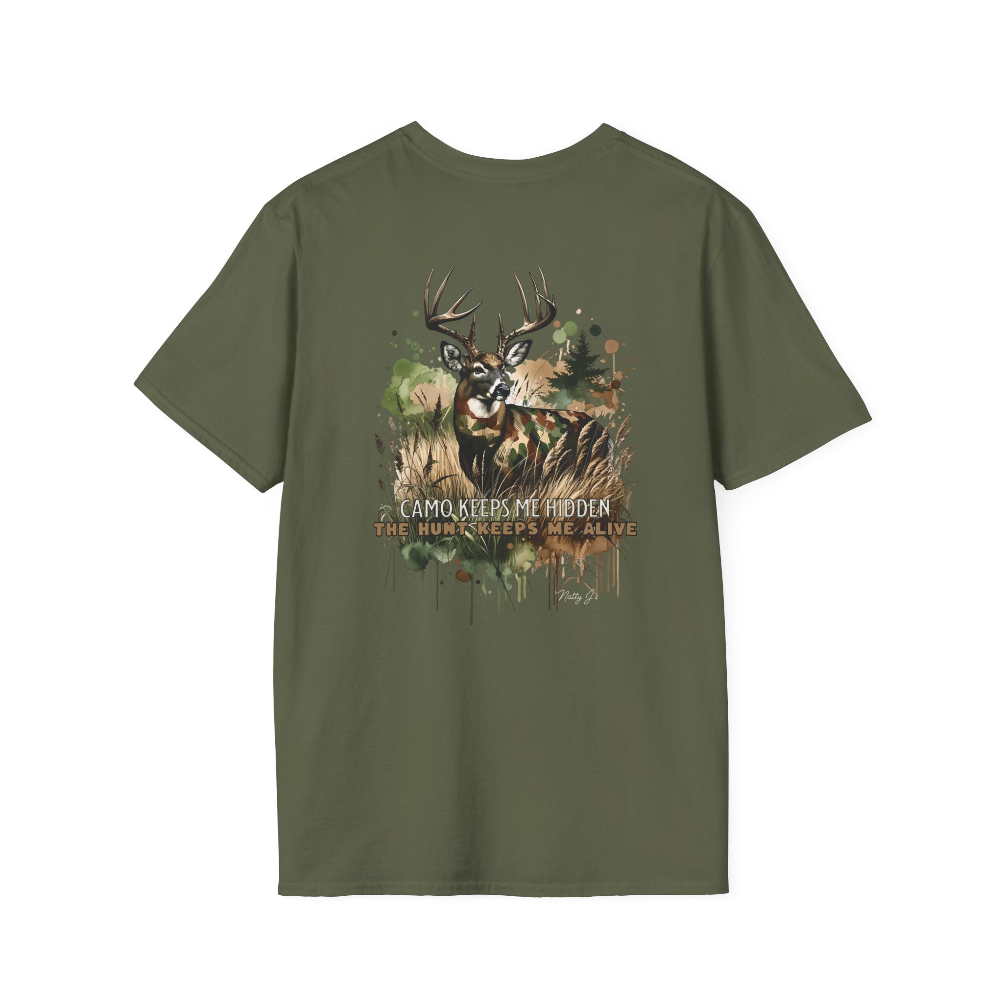 Camo Keeps Me Hidden Hunting T-Shirt – Deer Graphic Outdoor Tee | Natty J’s Men’s Apparel