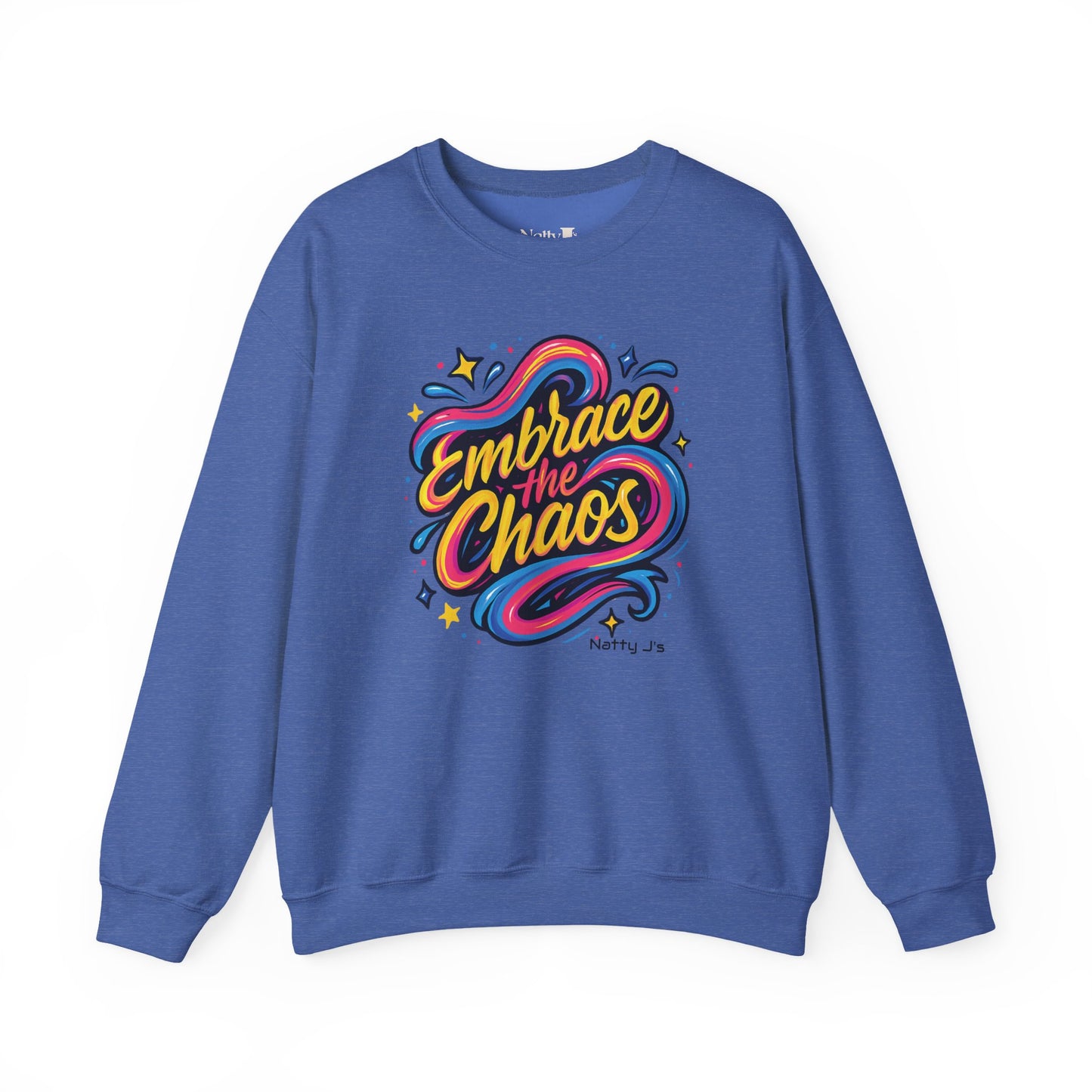 " Embrace the Chaos" Vibrant, Bright, Colorful, Soft Cotton Blend Unisex Heavy Blend™ Crewneck Sweatshirt