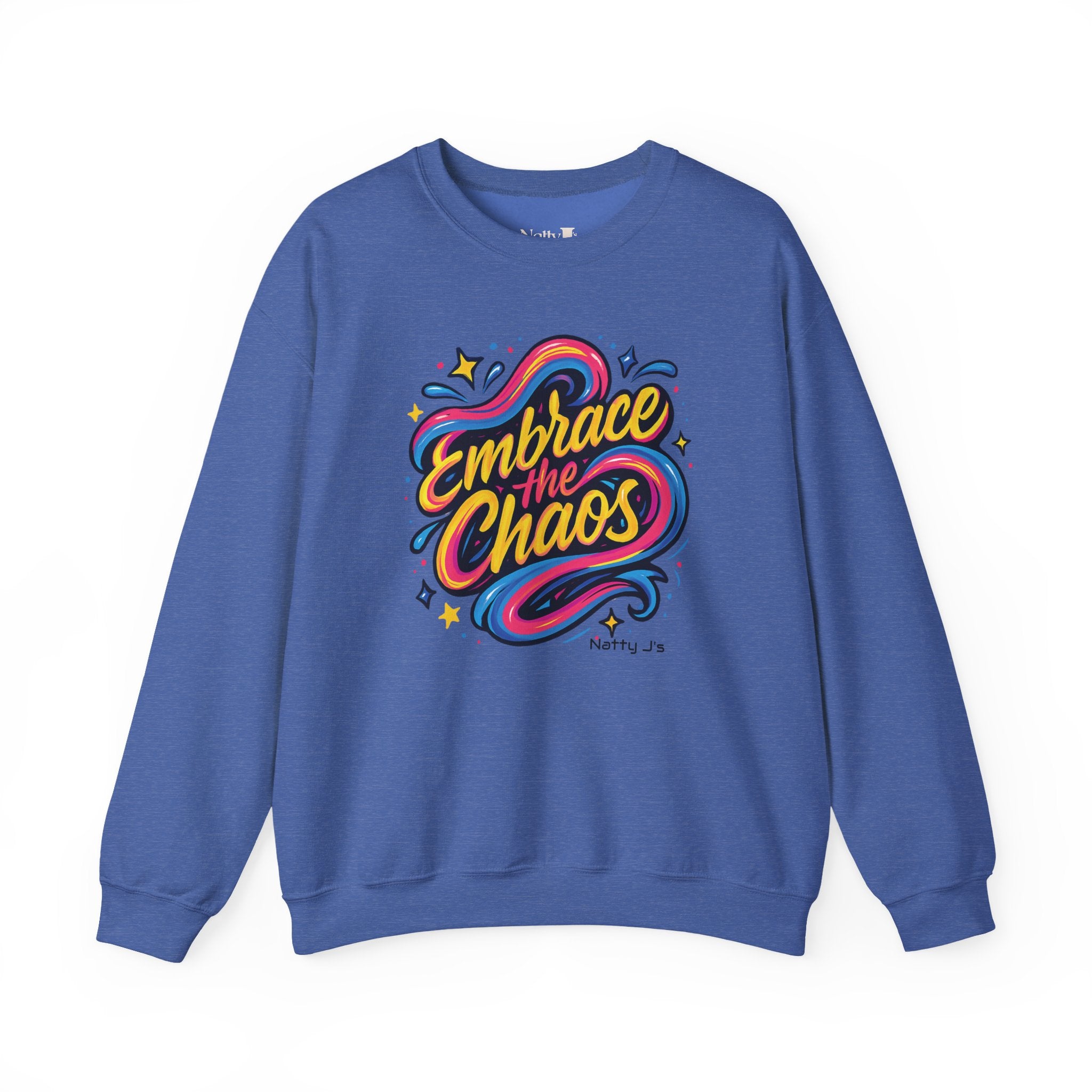 " Embrace the Chaos" Vibrant, Bright, Colorful, Soft Cotton Blend Unisex Heavy Blend™ Crewneck Sweatshirt