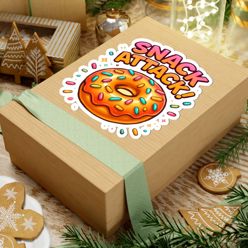 Snack Attack Donut Sticker – Cute Sprinkle Donut Vinyl Sticker | Fun Food Sticker by Natty J’s