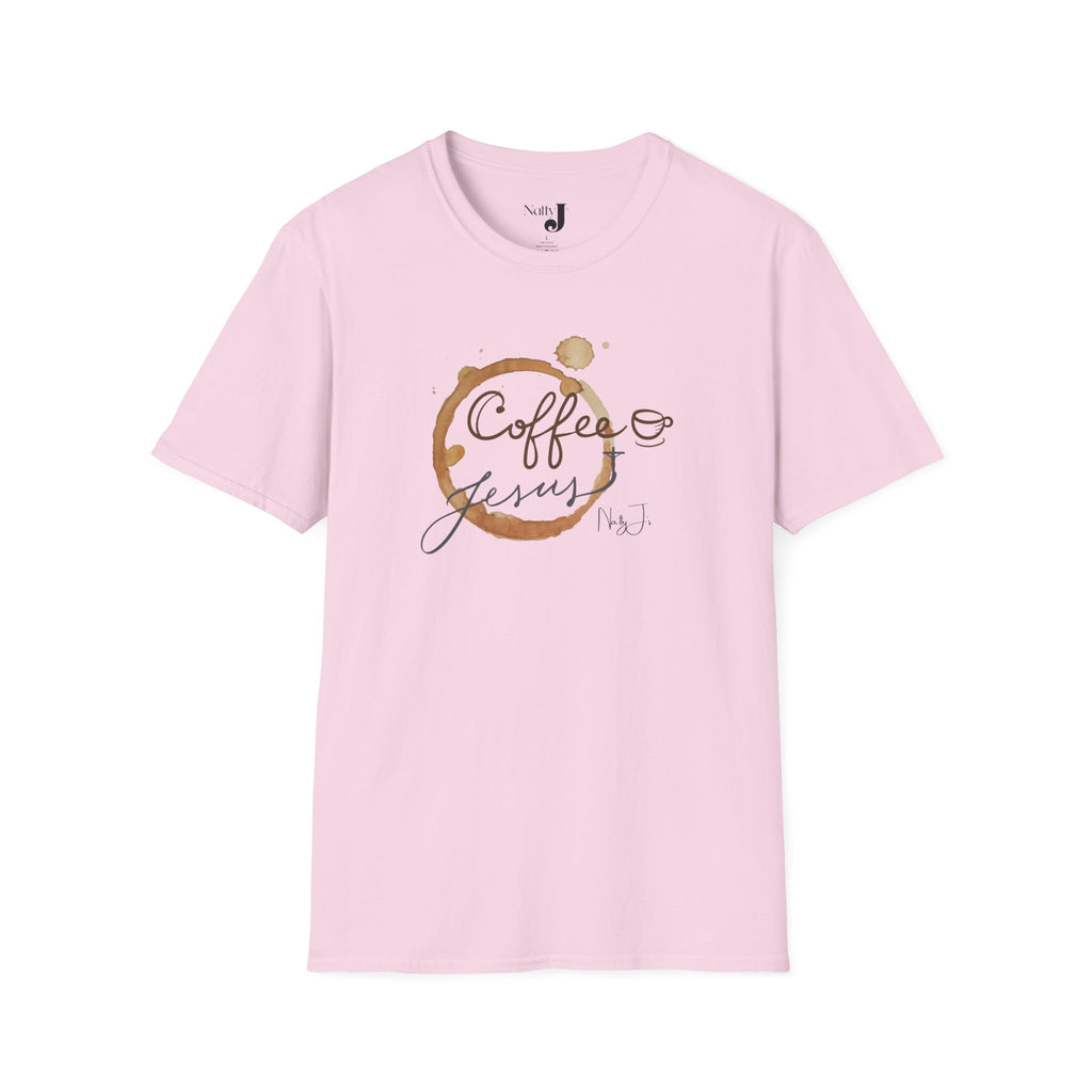 Coffee & Jesus Unisex Softstyle T-Shirt, Inspirational Tee, Christian Apparel, Coffee Lover Gift, Everyday Casual Wear