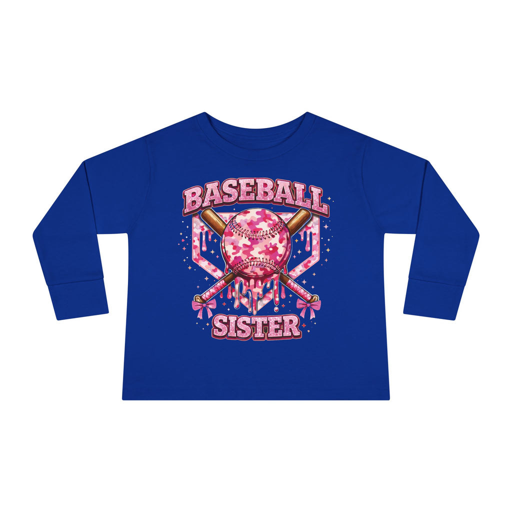 Natty J's Apparel Baseball Sister Toddler Long Sleeve Tee