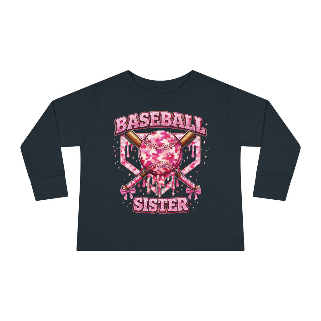 Natty J's Apparel Baseball Sister Toddler Long Sleeve Tee