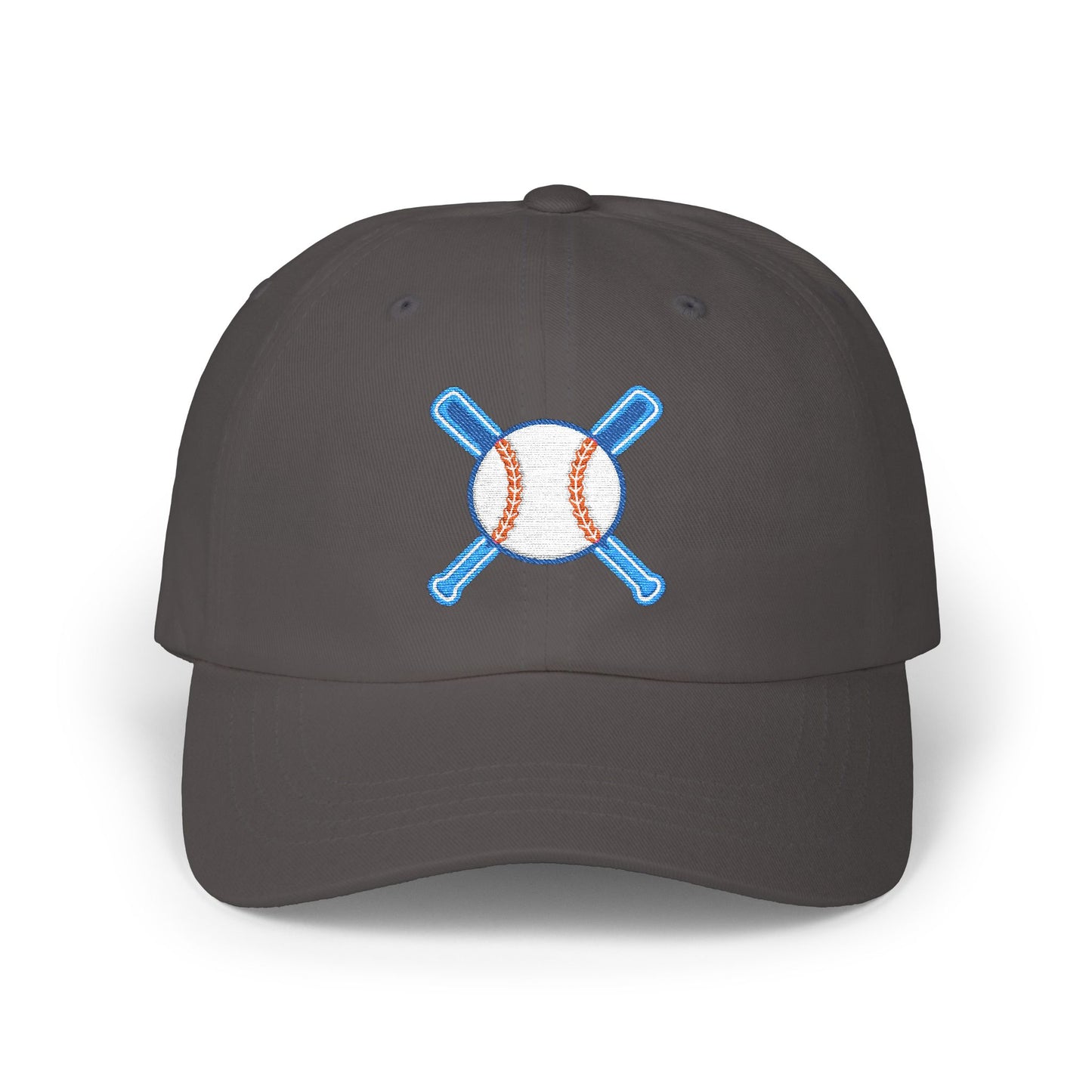 Embroidered Baseball Cap with Bat and Ball Design