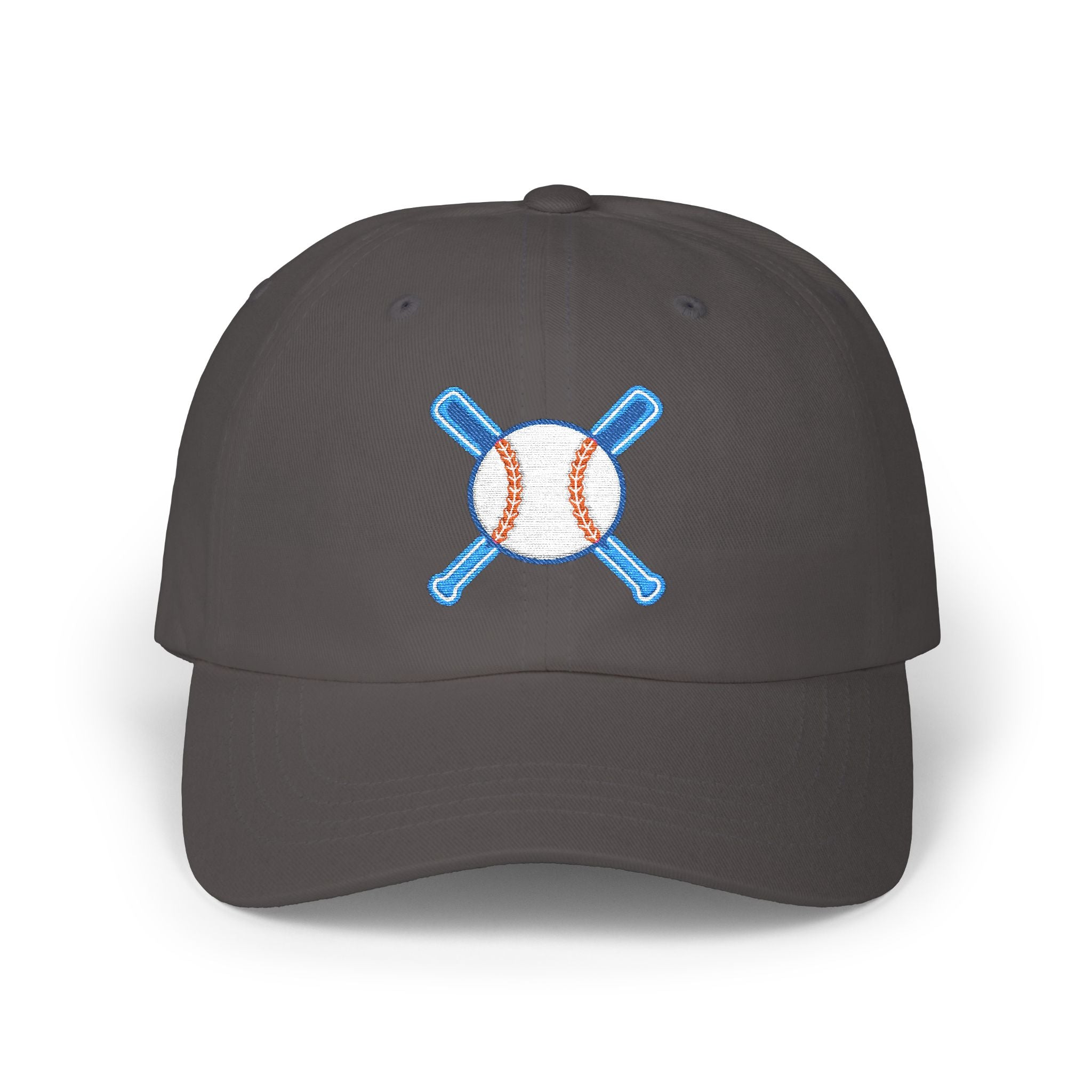 Embroidered Baseball Cap with Bat and Ball Design