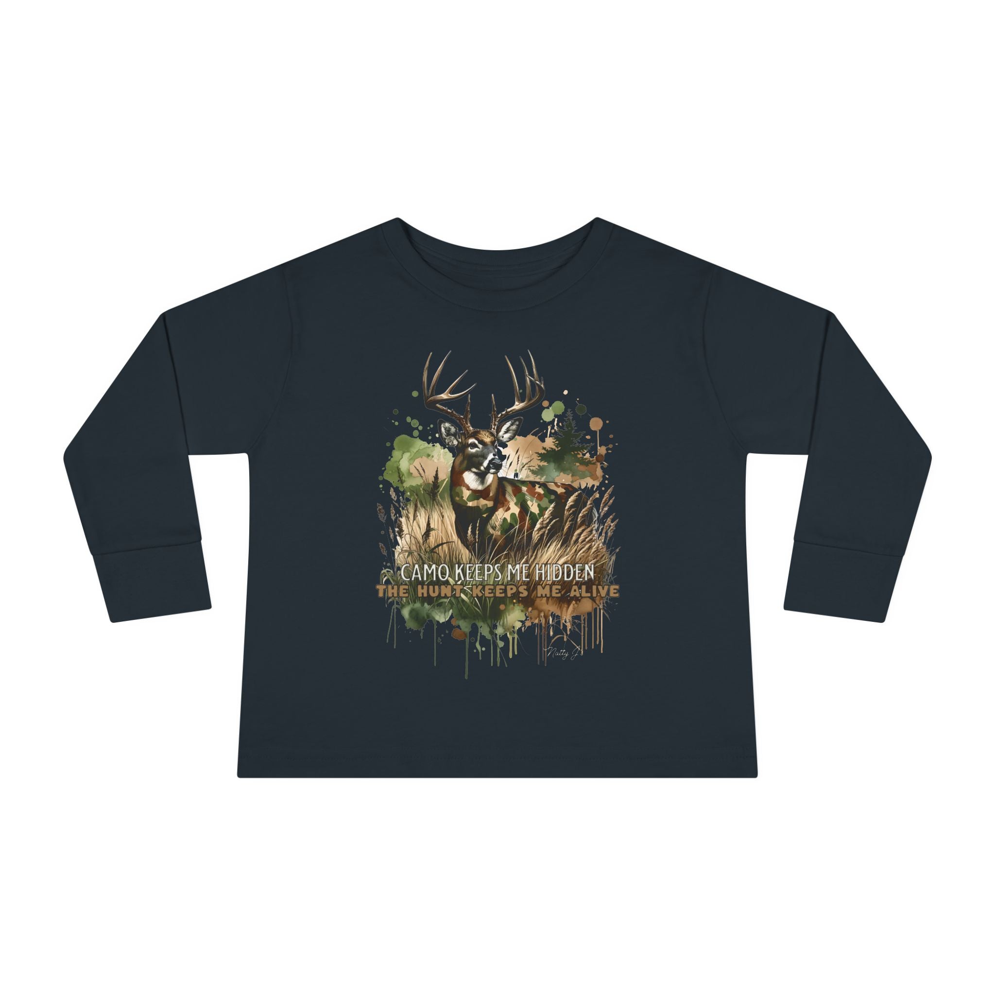 Camo Keeps Me Hidden Long Sleeve Toddler Tee