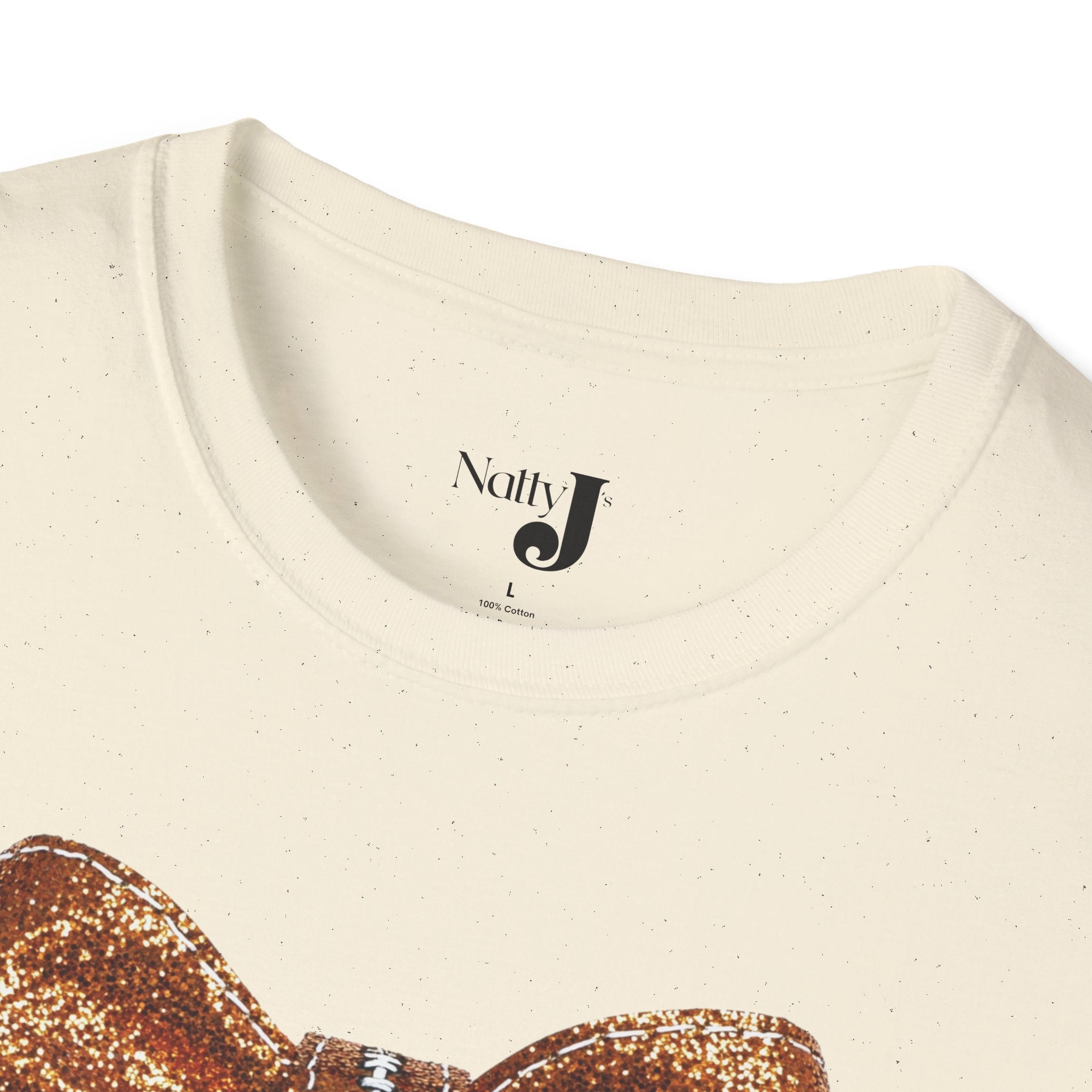 Sparkling Football Bow Womens Unisex Softstyle Cotton T-Shirt