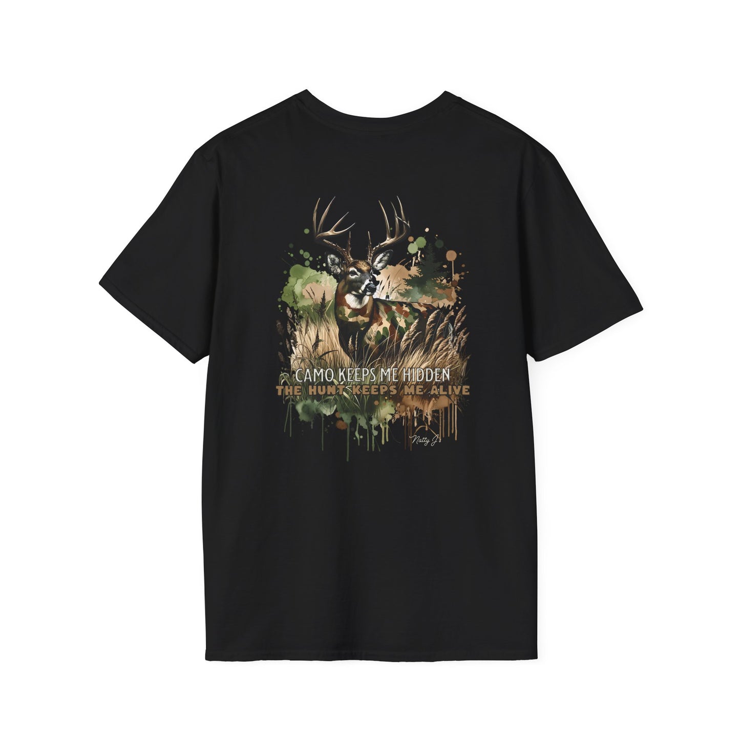 Camo Keeps Me Hidden Hunting T-Shirt – Deer Graphic Outdoor Tee | Natty J’s Men’s Apparel