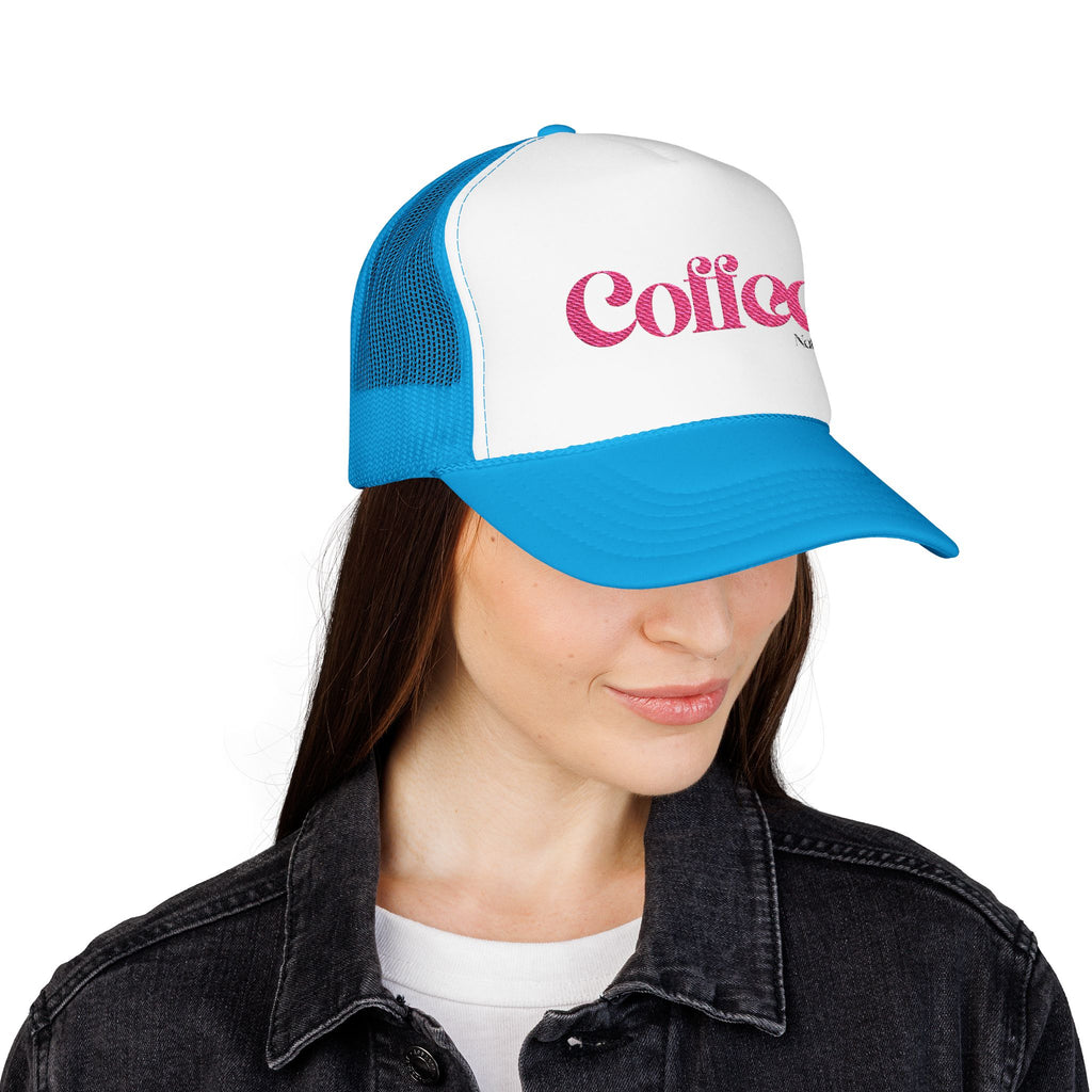 Coffee Text Embroidered Snapback Trucker Hat