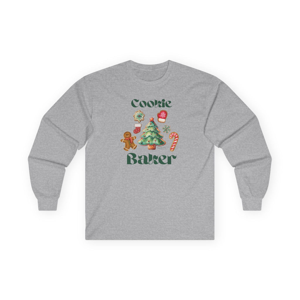 Cookie Baker Long Sleeve Tee, Festive Holiday Apparel, Gift for Bakers, Christmas Shirt, Cozy Winter Wear, Baking Gift
