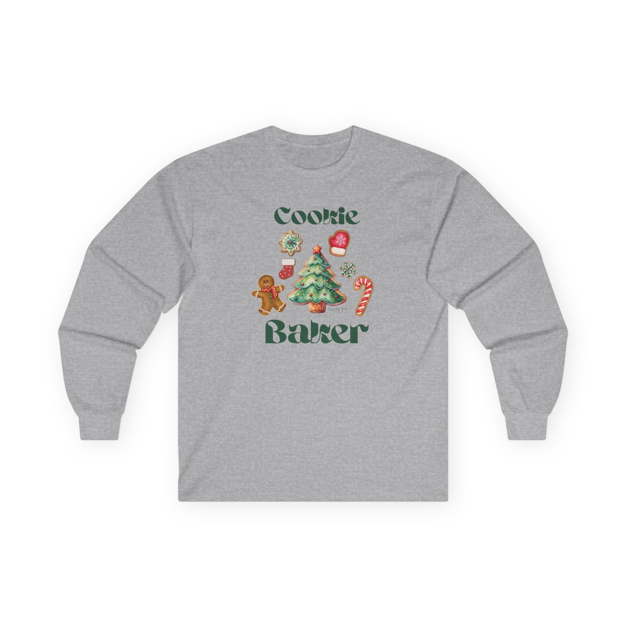 Cookie Baker Long Sleeve Tee, Festive Holiday Apparel, Gift for Bakers, Christmas Shirt, Cozy Winter Wear, Baking Gift