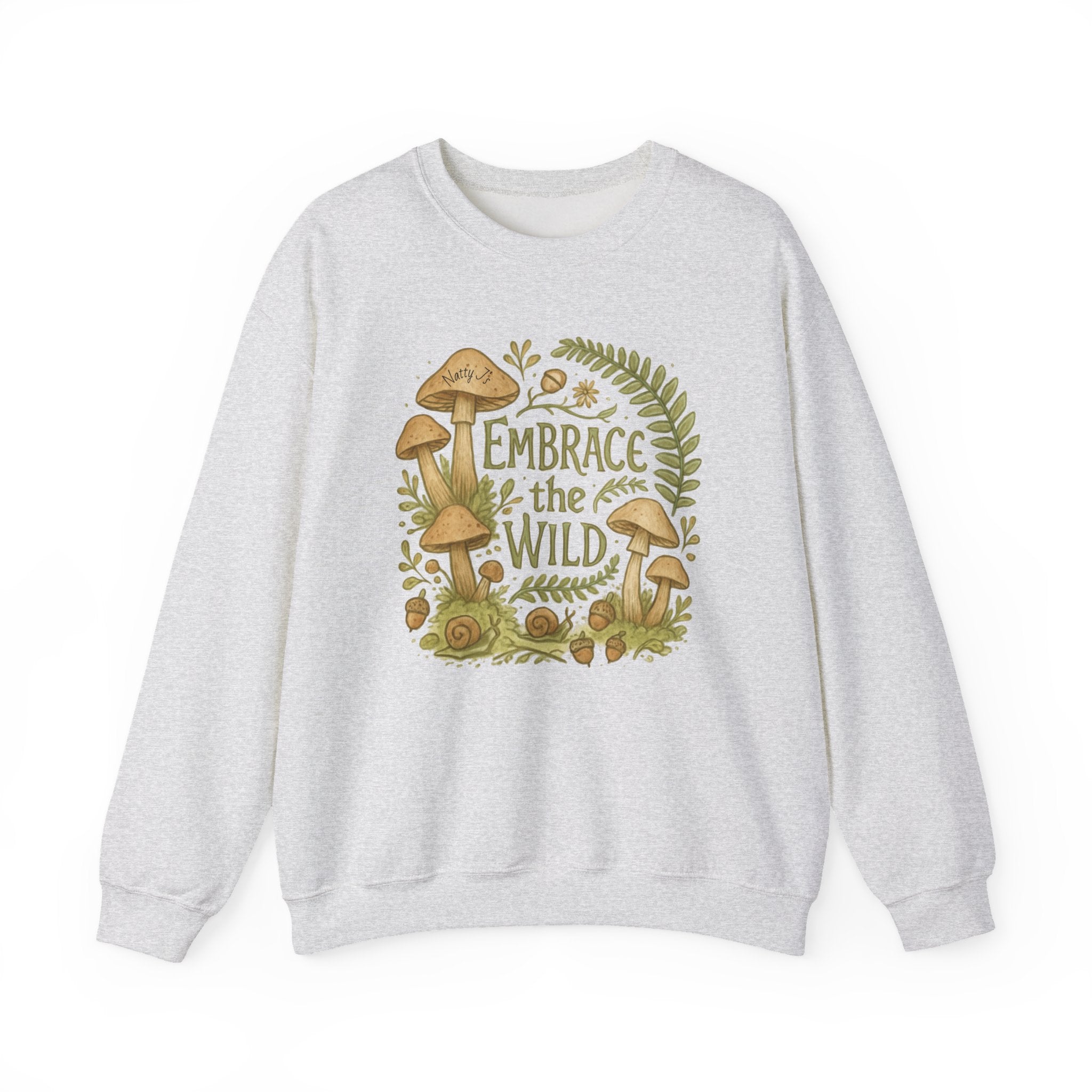 Embrace the Wild Whimsical Mushrooms Nature Style Unisex Heavy Blend™ Crewneck Sweatshirt