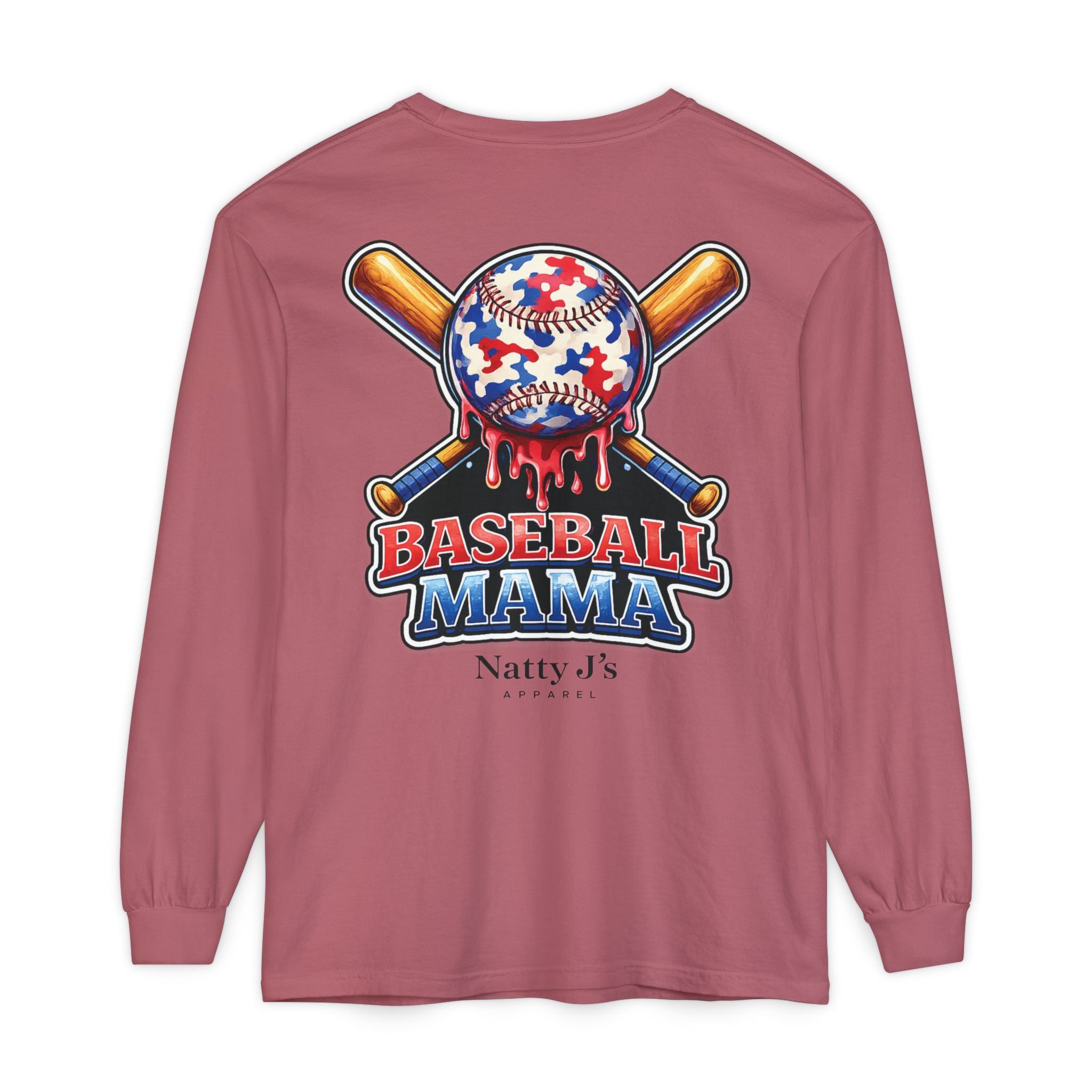 Patriotic Baseball Mama Long Sleeve T-Shirt