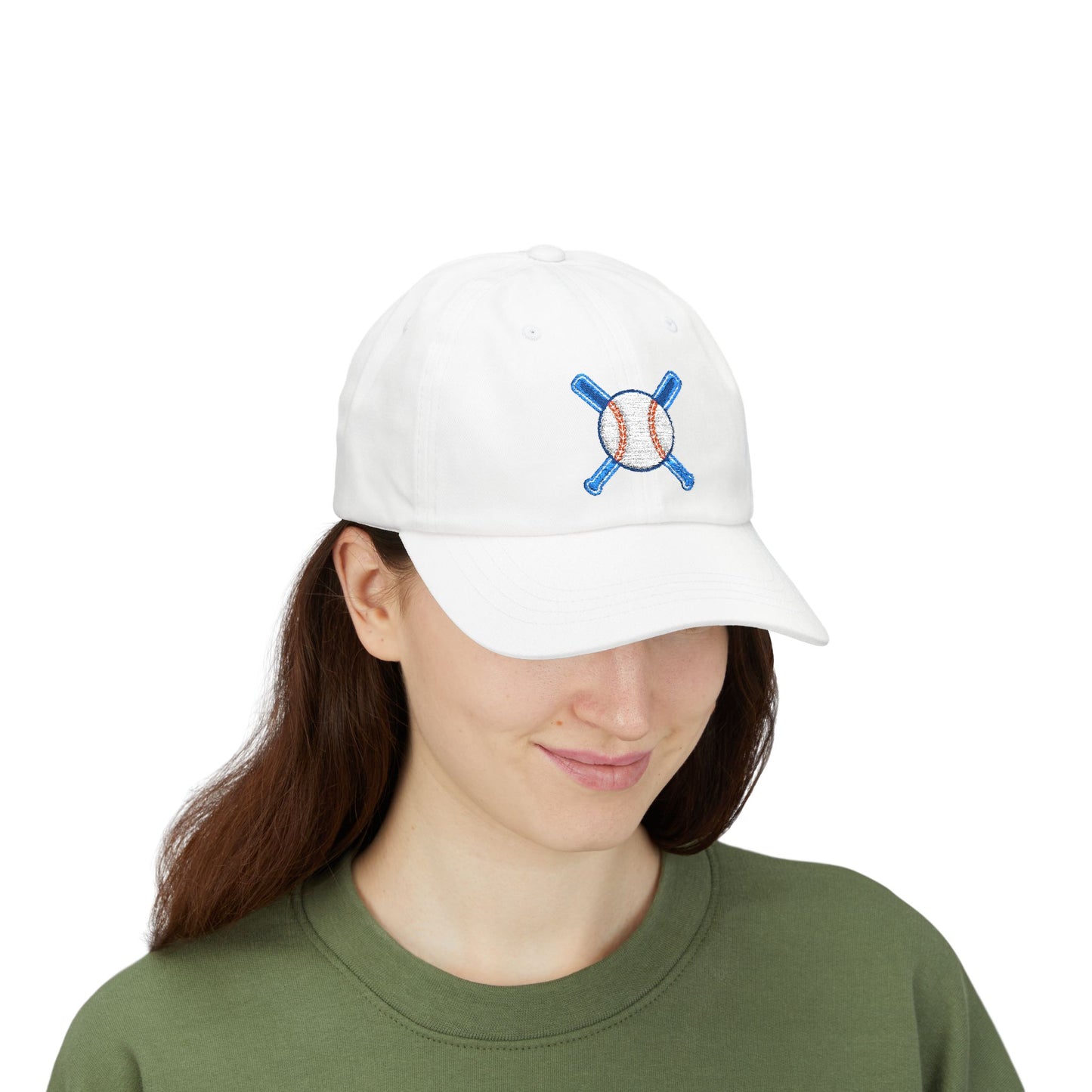 Embroidered Baseball Cap with Bat and Ball Design