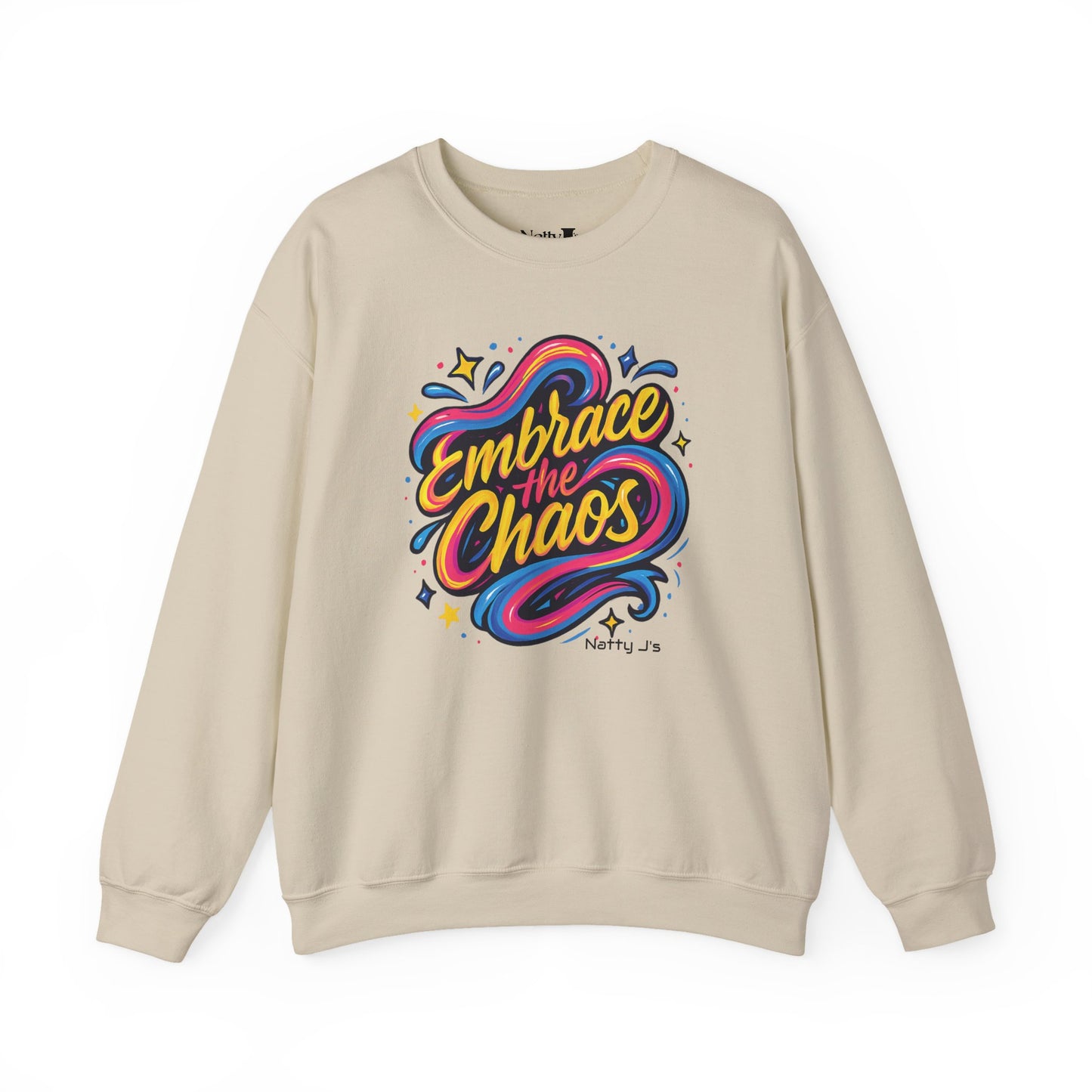 " Embrace the Chaos" Vibrant, Bright, Colorful, Soft Cotton Blend Unisex Heavy Blend™ Crewneck Sweatshirt