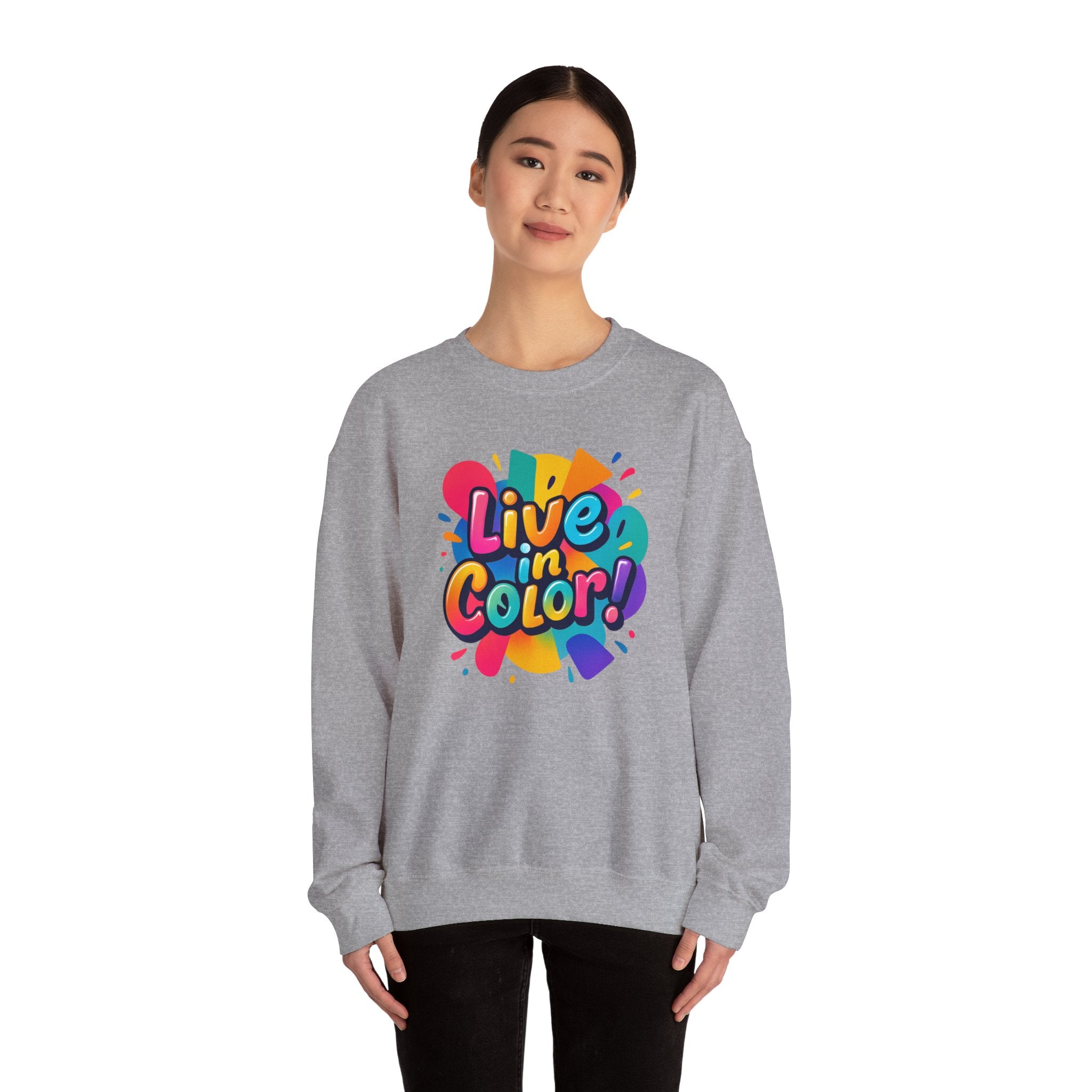 Live in Color, Vibrant, Colorful, Party, Celebration, Unisex Heavy Blend™ Crewneck Sweatshirt