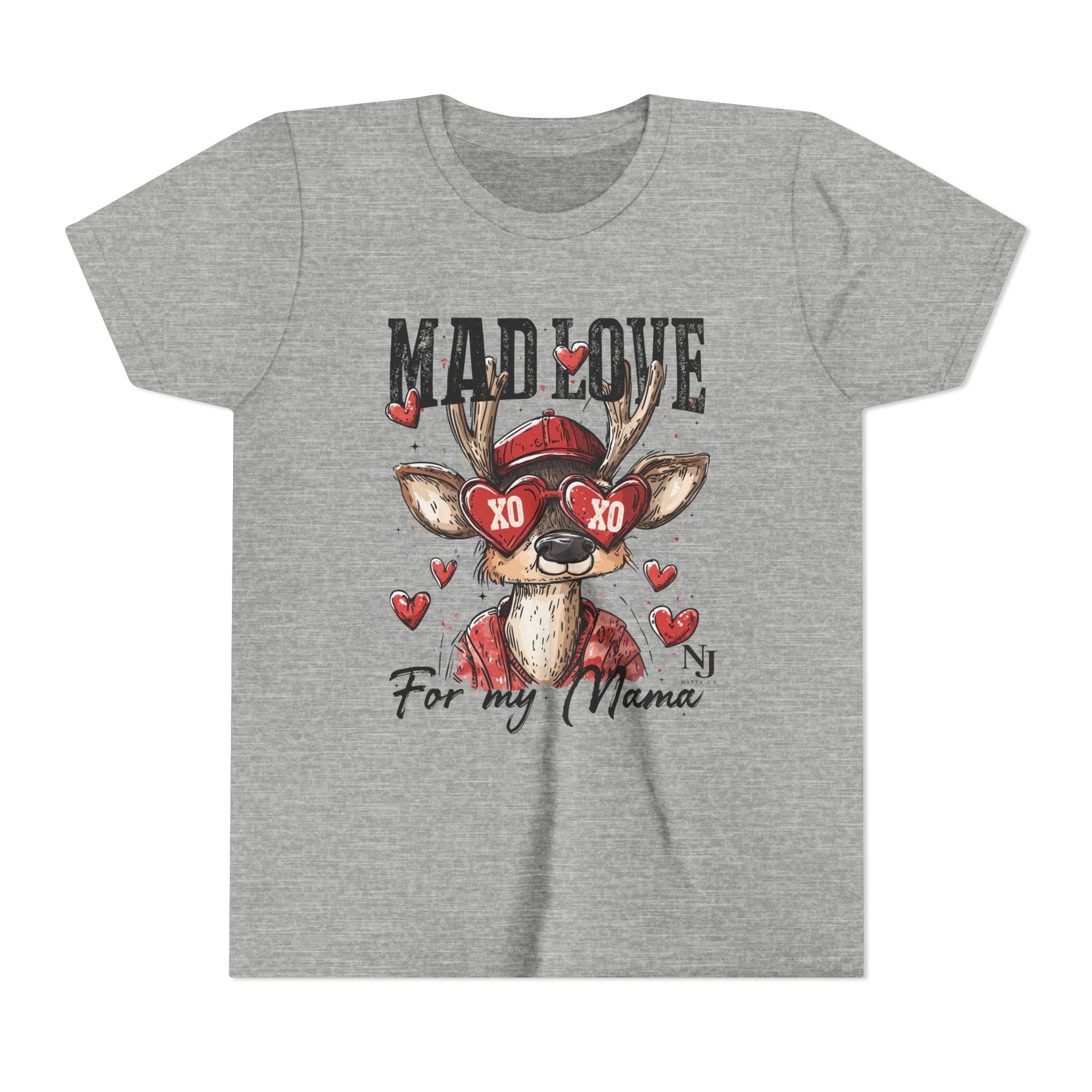 “Mad Love for My Mama” Kids Valentine Shirt – Cute Deer Heart Graphic Toddler & Youth Tee