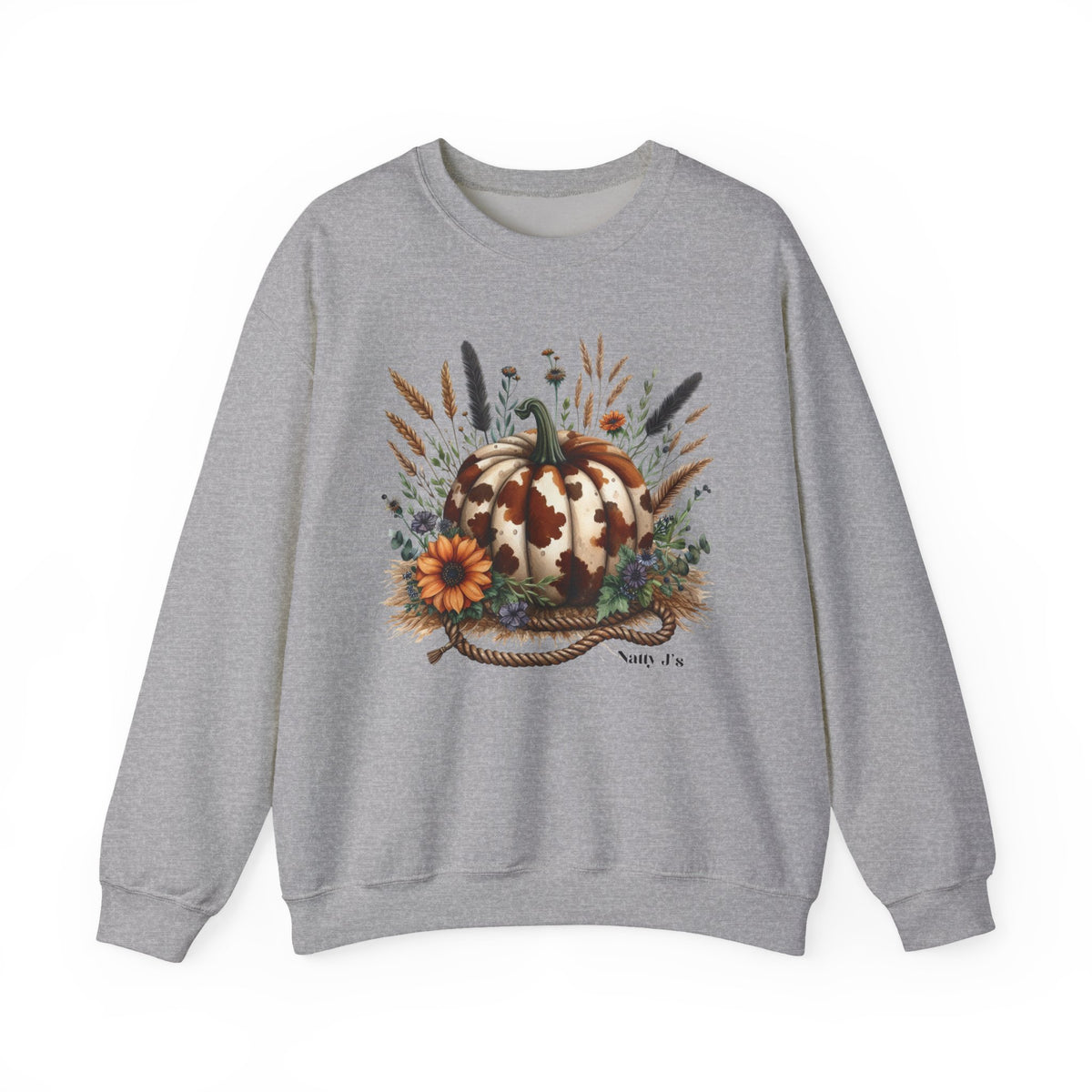 Cow Print Pumpkin Fall Floral Sweatshirt