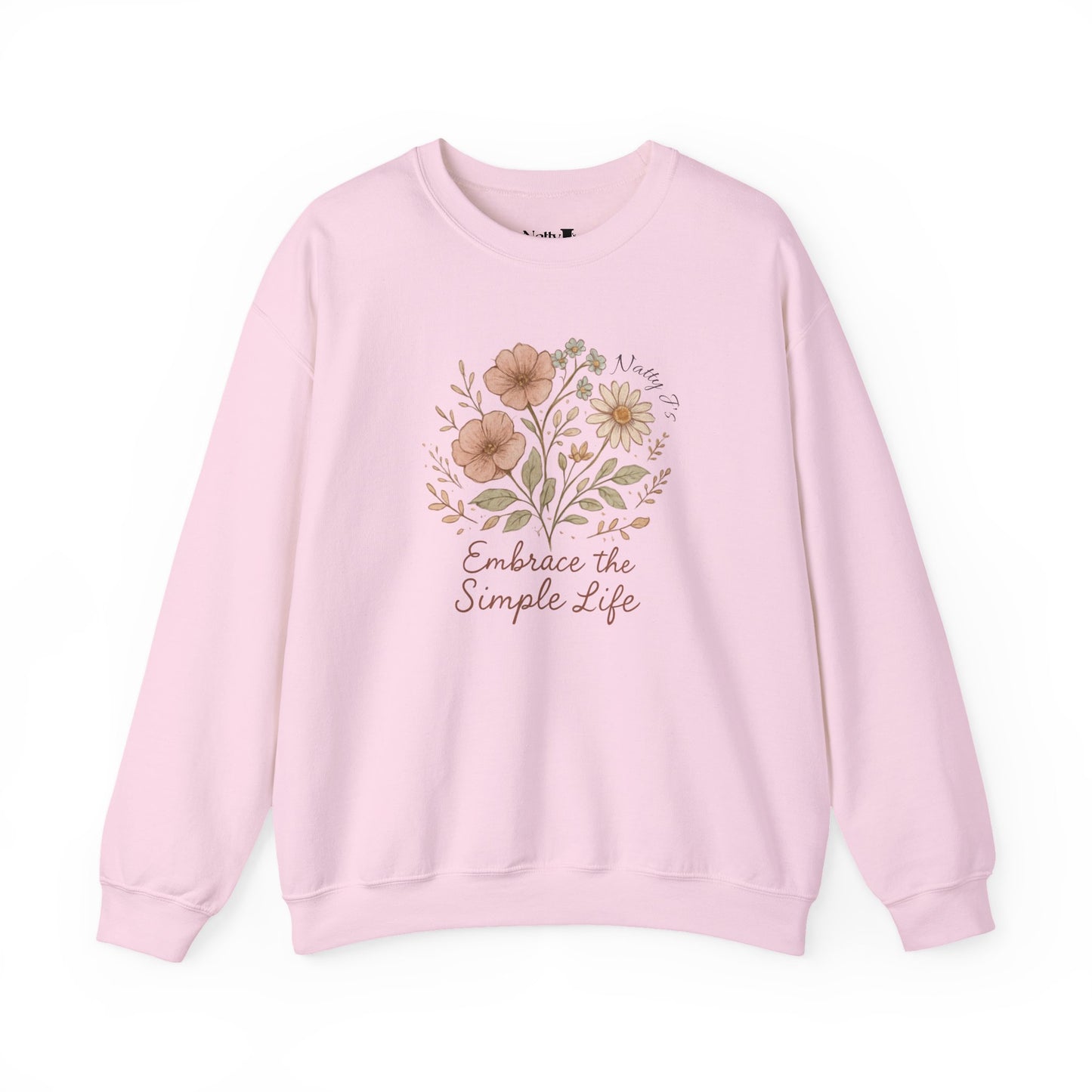 Embrace the Simple Life Sweatshirt – Floral Cottagecore Crewneck Pullover | Natty J’s Cozy Boutique Apparel
