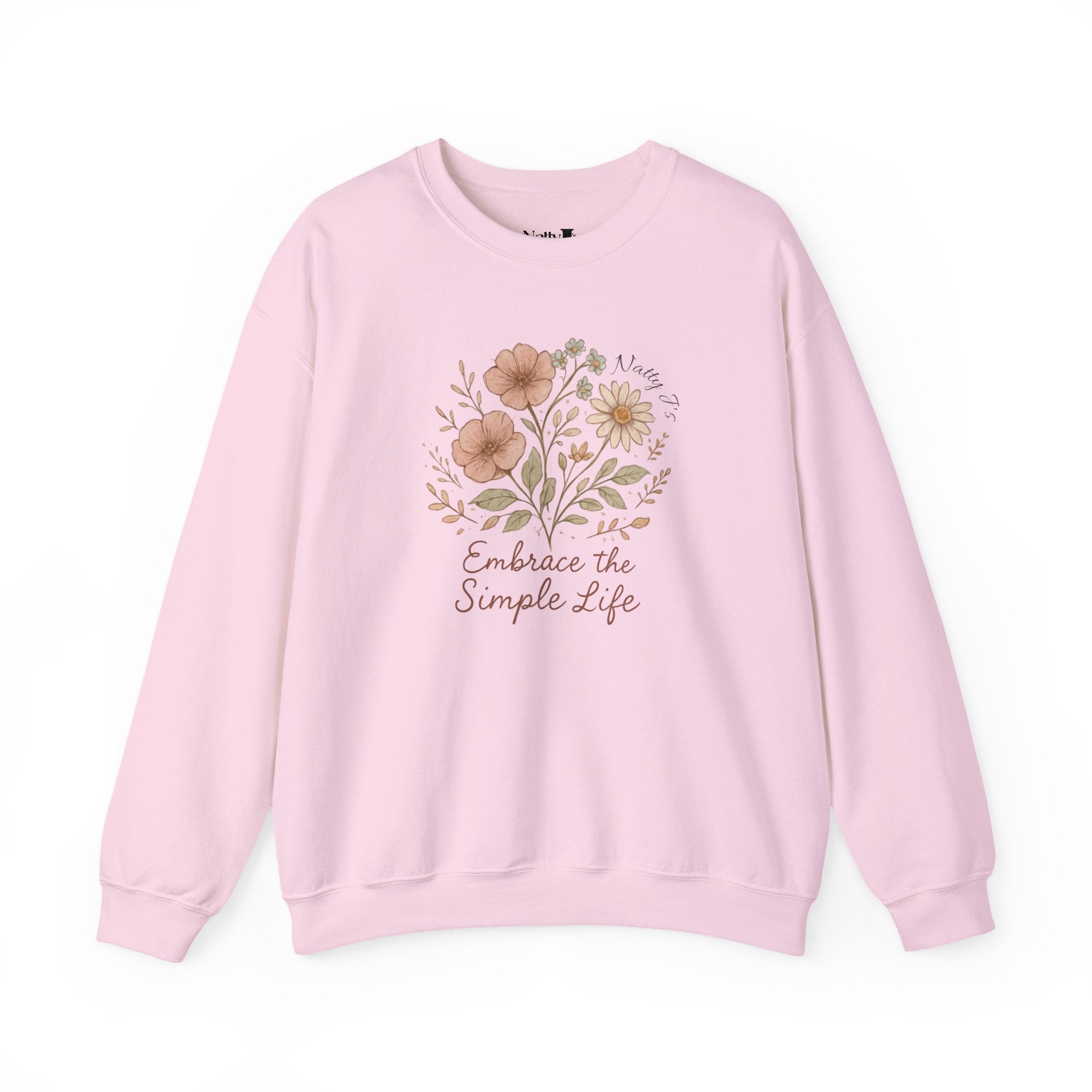 Embrace the Simple Life Sweatshirt – Floral Cottagecore Crewneck Pullover | Natty J’s Cozy Boutique Apparel