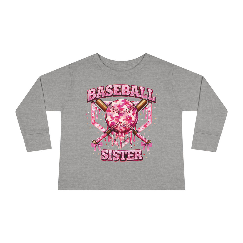 Natty J's Apparel Baseball Sister Toddler Long Sleeve Tee