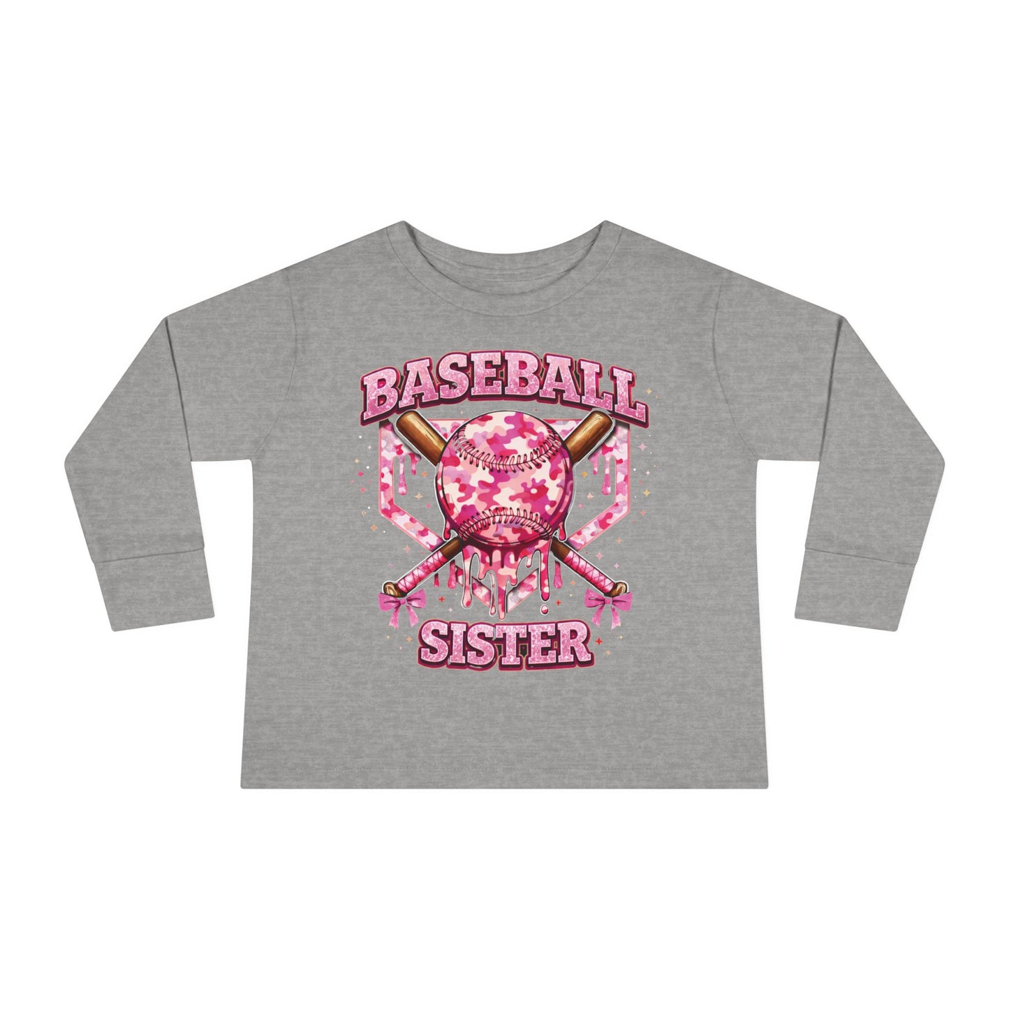 Natty J's Apparel Baseball Sister Toddler Long Sleeve Tee