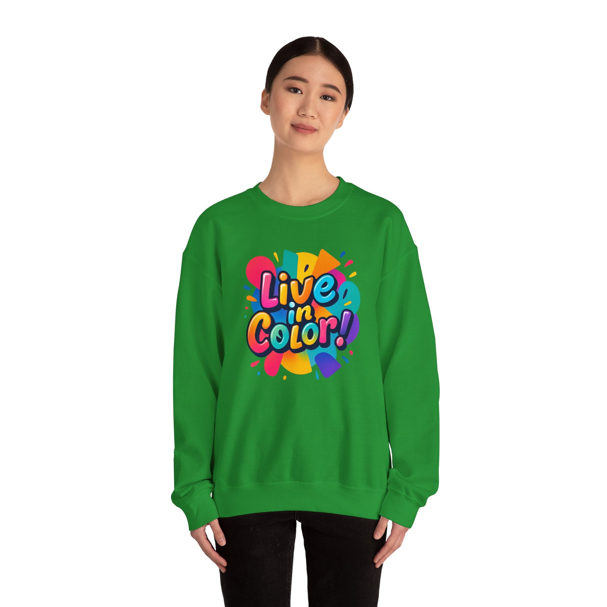 Live in Color, Vibrant, Colorful, Party, Celebration, Unisex Heavy Blend™ Crewneck Sweatshirt
