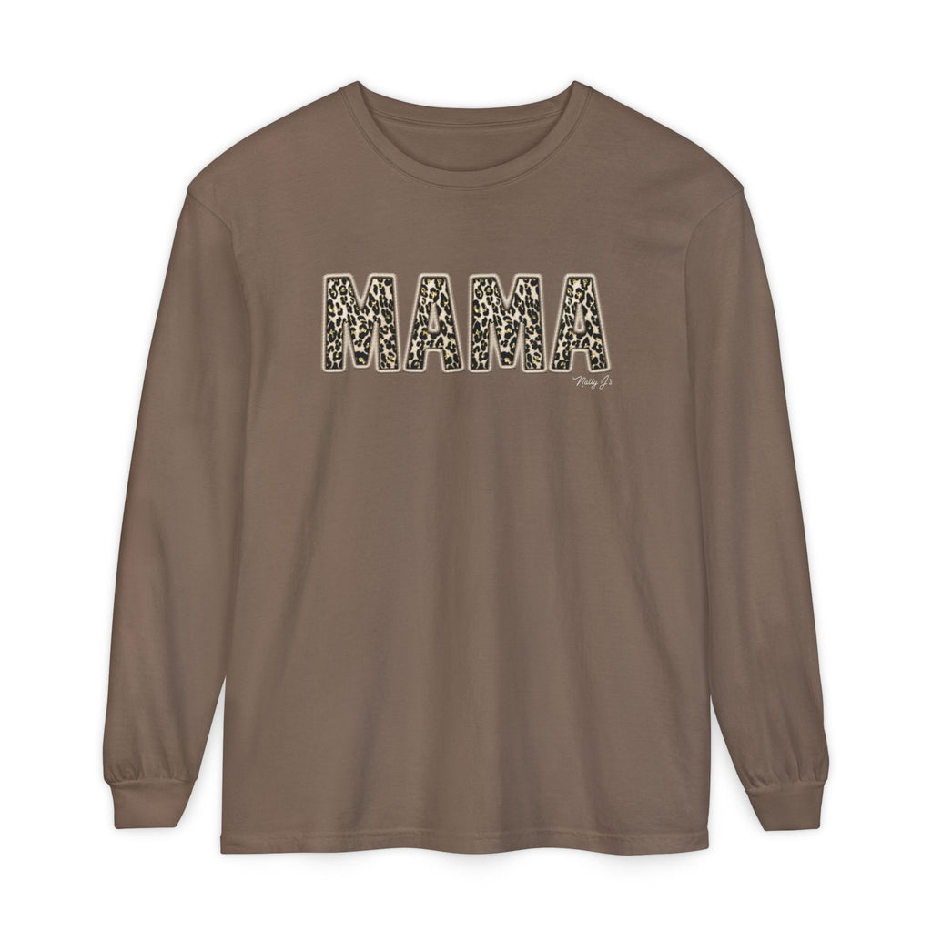 Mama Leopard Print Long Sleeve T-shirt