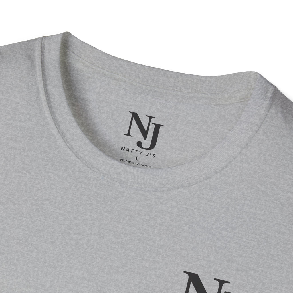 Gray t-shirt with 'NJ' logo on a white background