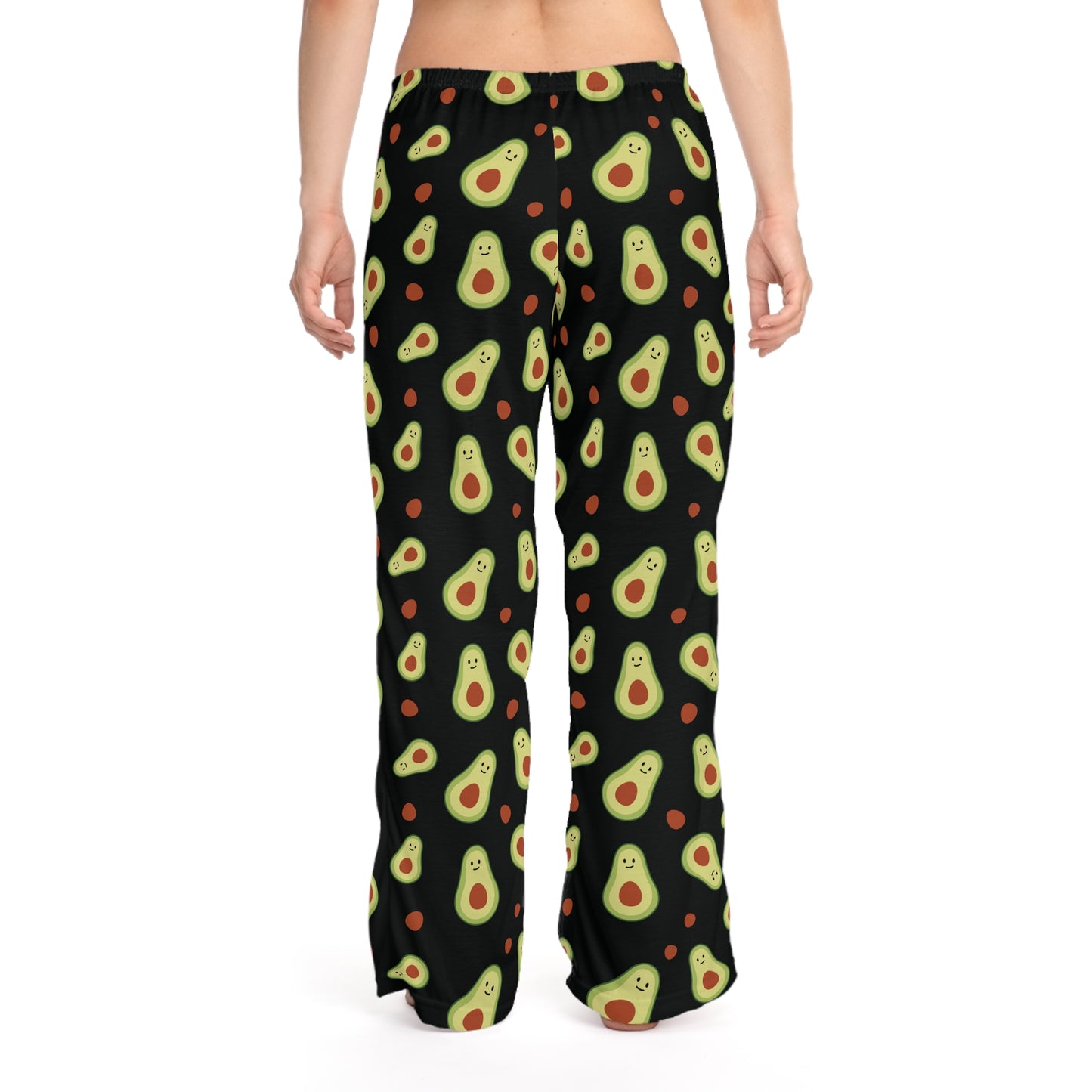 Avocado Print Women’s Pajama Pants — Cute Black AOP Lounge Sleepwear