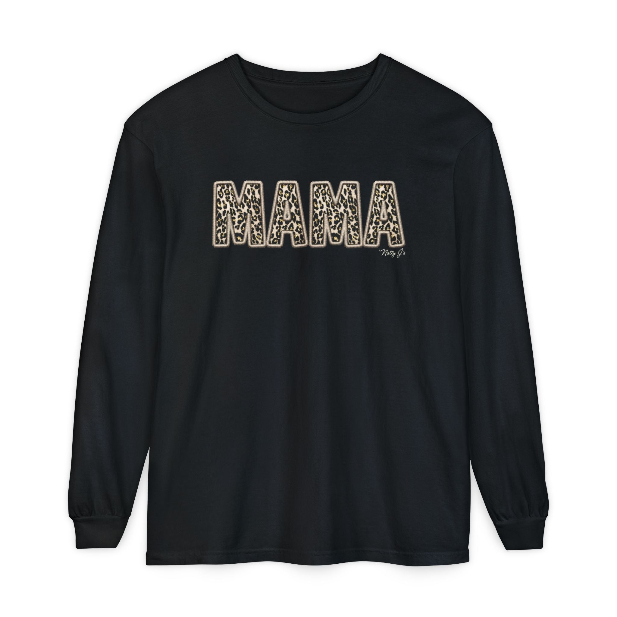Mama Leopard Print Long Sleeve Tshirt, Trendy Mama Crewneck, Cozy Mom Pullover, Neutral Mom Aesthetic Tshirt, Boutique Women’s Apparel