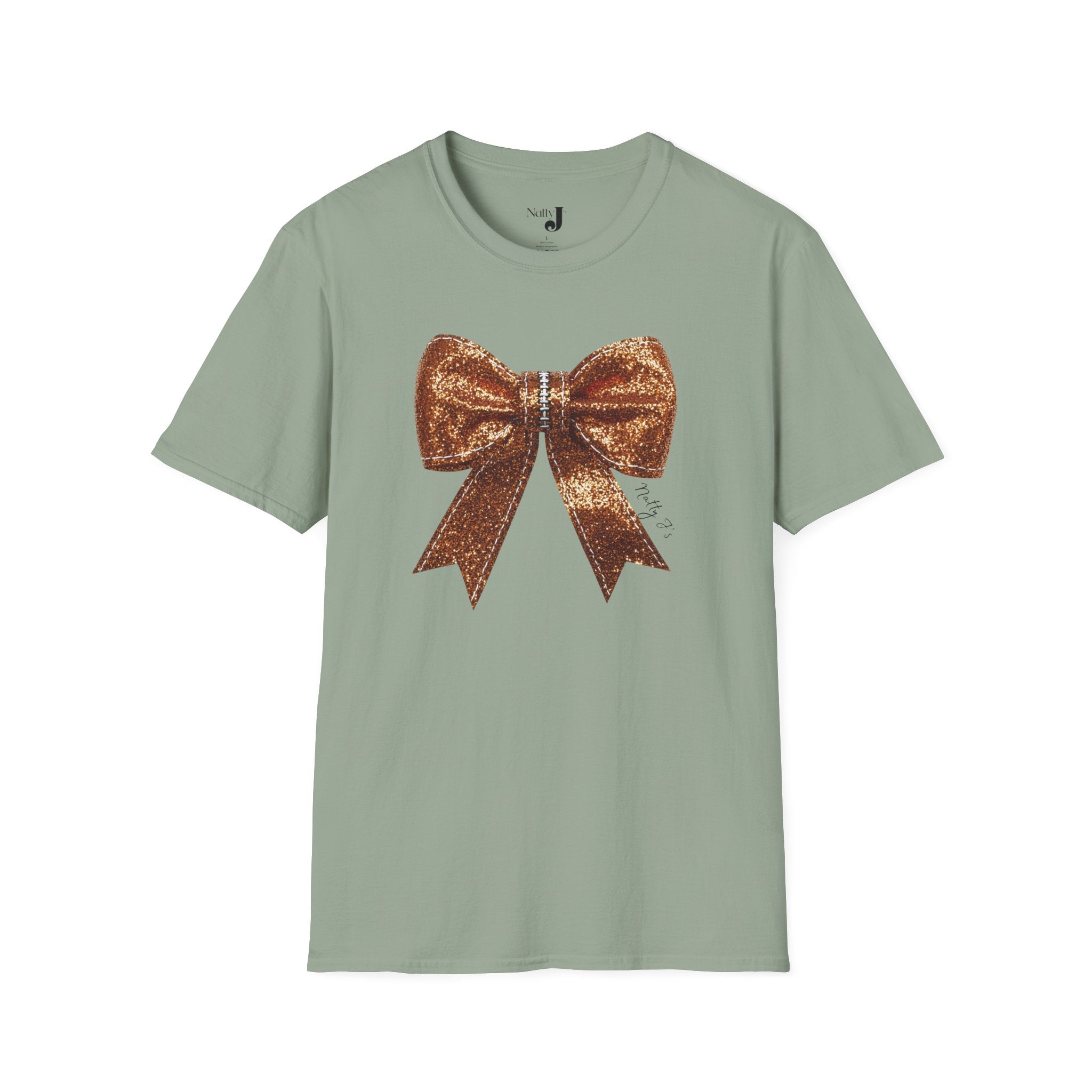 Sparkling Football Bow Womens Unisex Softstyle Cotton T-Shirt