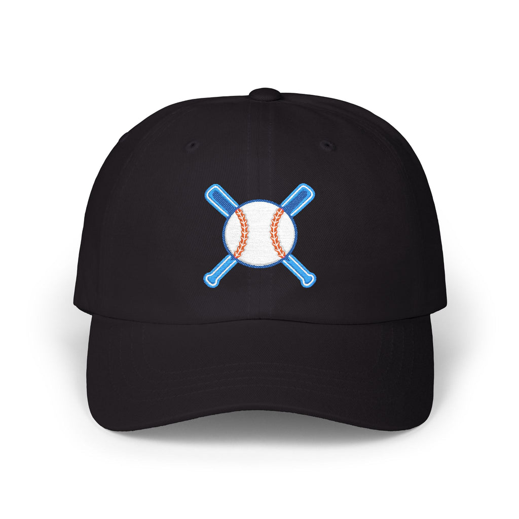 Embroidered Baseball Cap with Bat and Ball Design